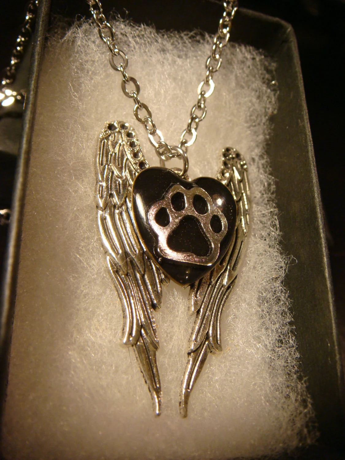Paw Heart on Angel Wings Necklace