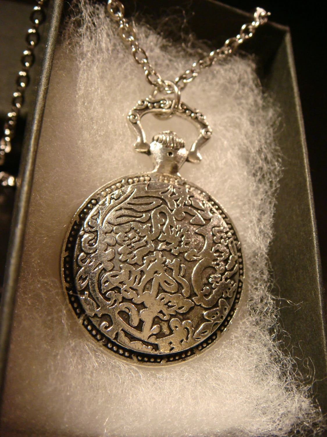 Dragonfly over Victorian Clock Pocket Watch Pendant Necklace