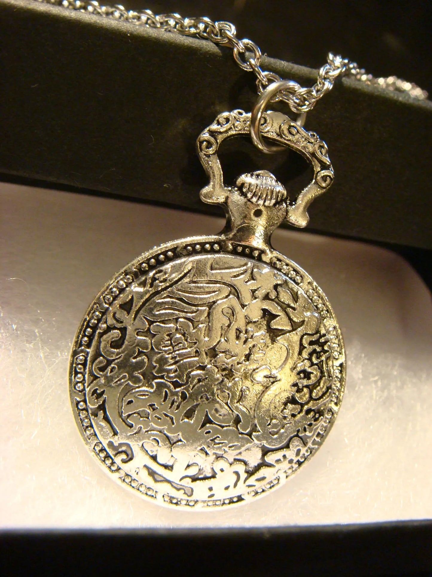 Mermaid over Victorian Clock Pocket Watch Pendant Necklace