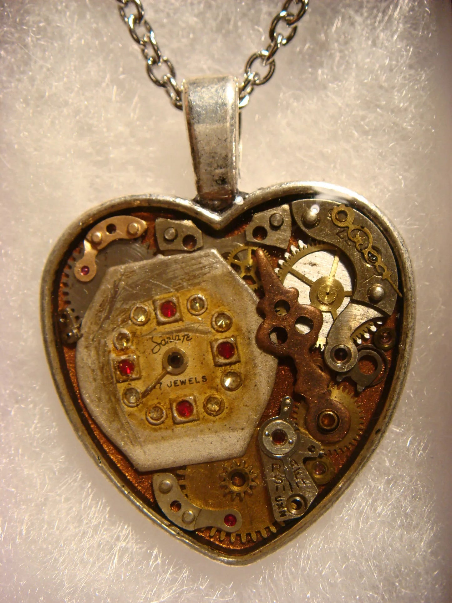 Clockwork Heart with Vintage Watch Parts Necklace