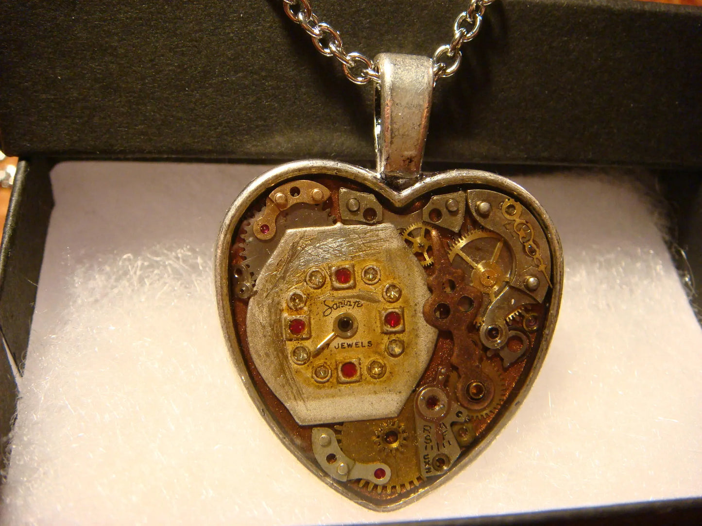 Clockwork Heart with Vintage Watch Parts Necklace