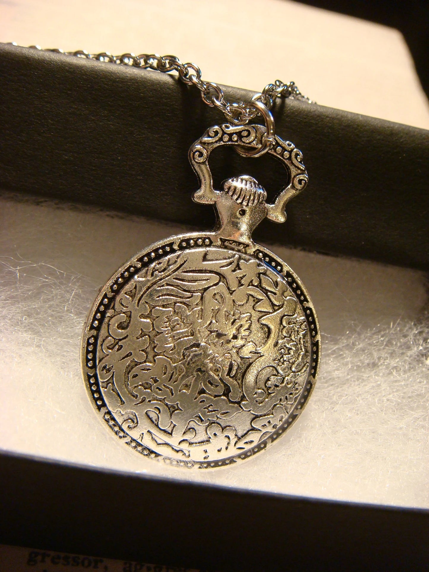 Tree Heart over Clock Pocket Watch Pendant Necklace