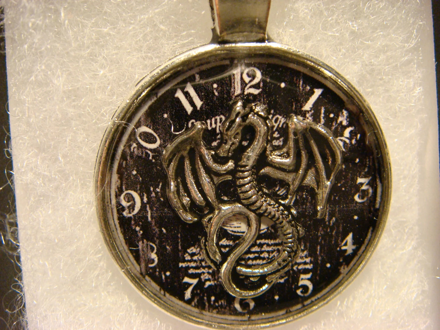 Dragon over Clock Pendant Necklace