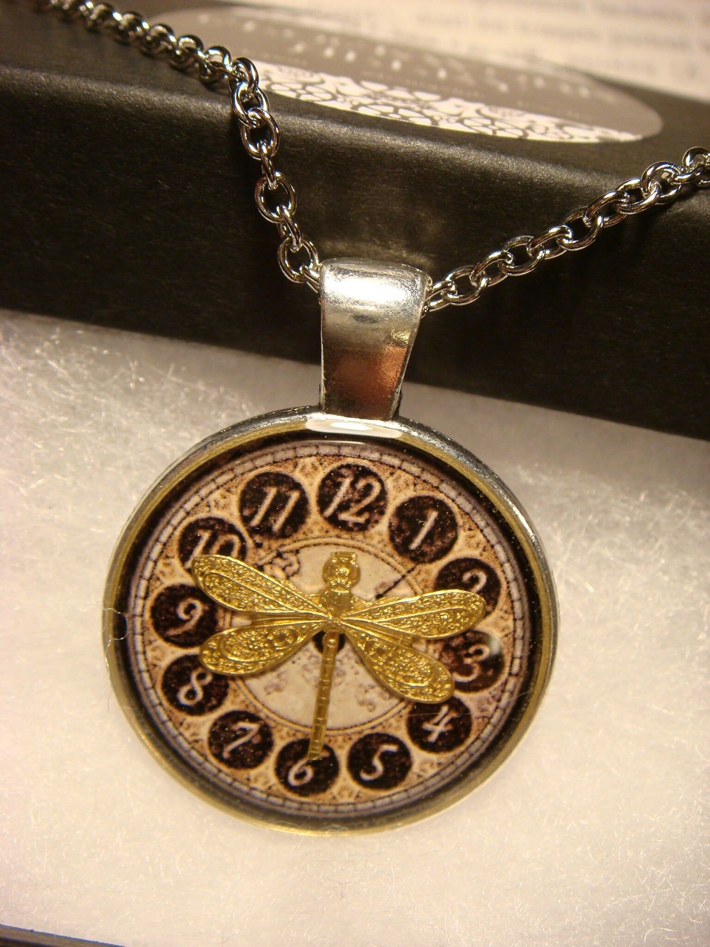 Dragonfly over Map Pendant Necklace