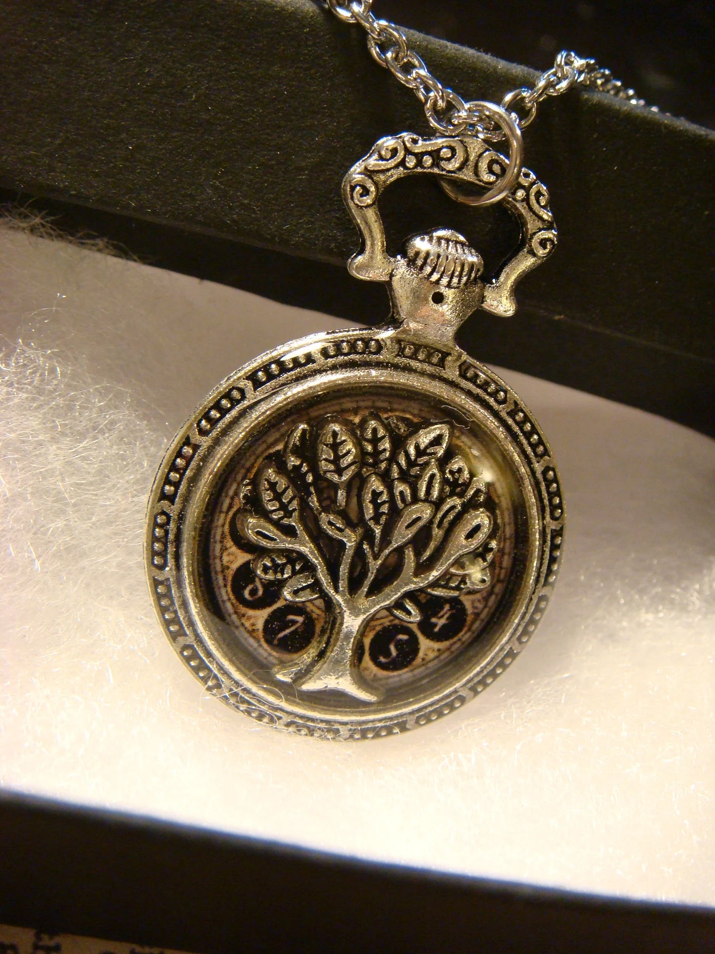 Tree of Life over Clock Pocket Watch Pendant Necklace