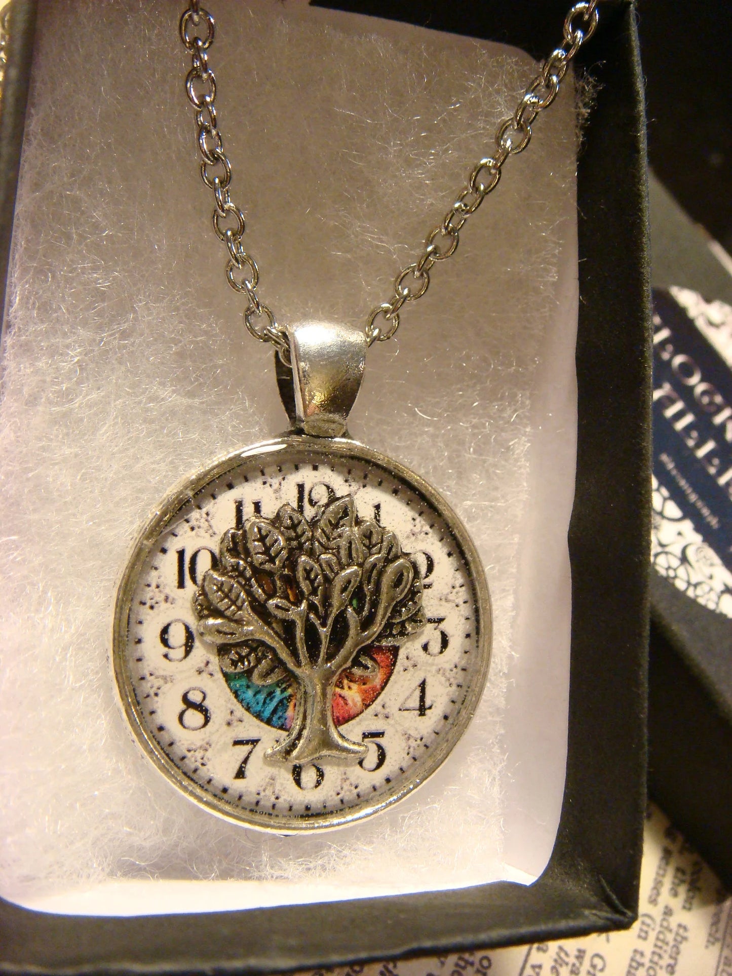 Tree of Life over Clock Pendant Necklace