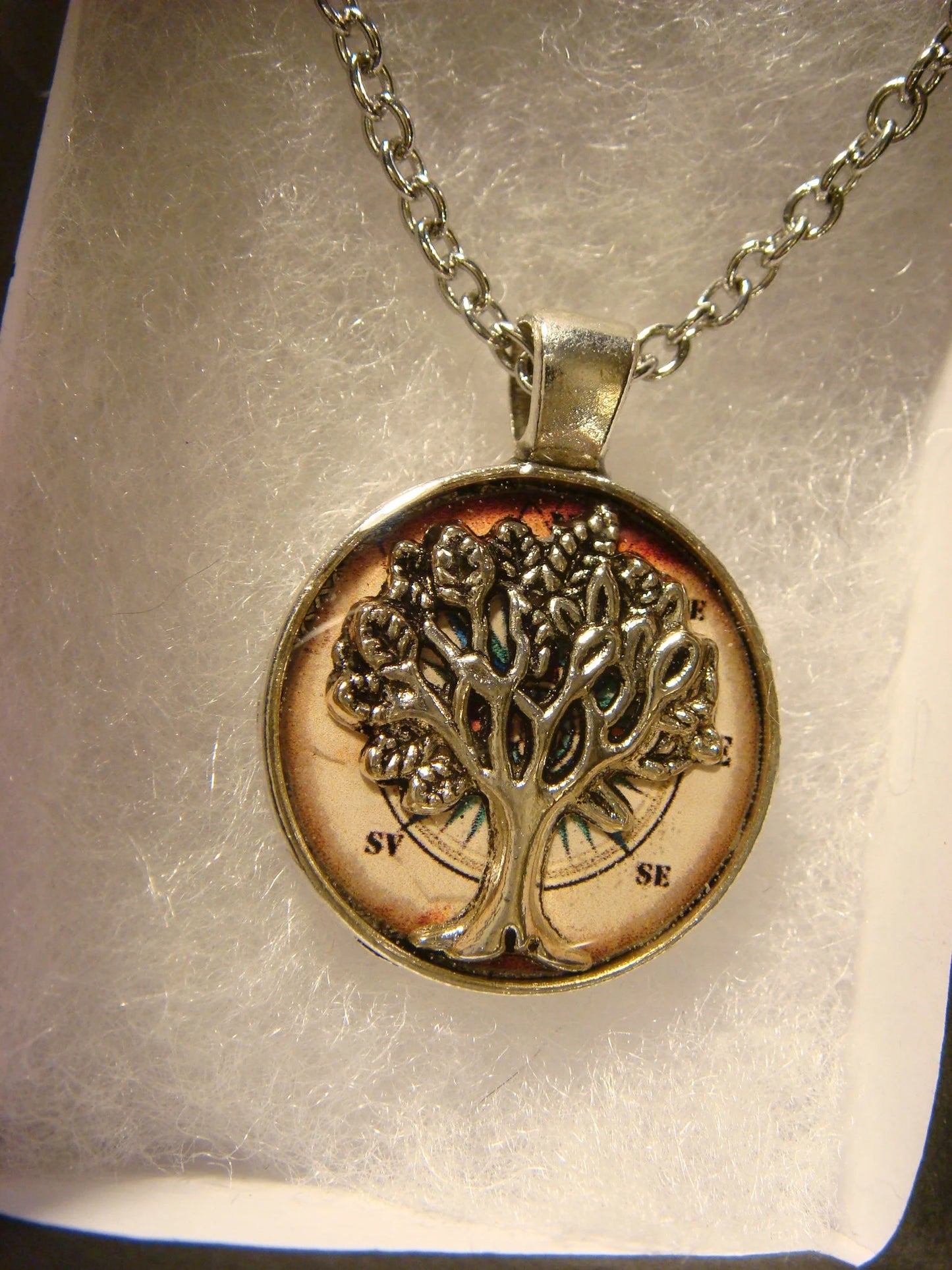 Tree of Life over Compass Small Pendant Necklace