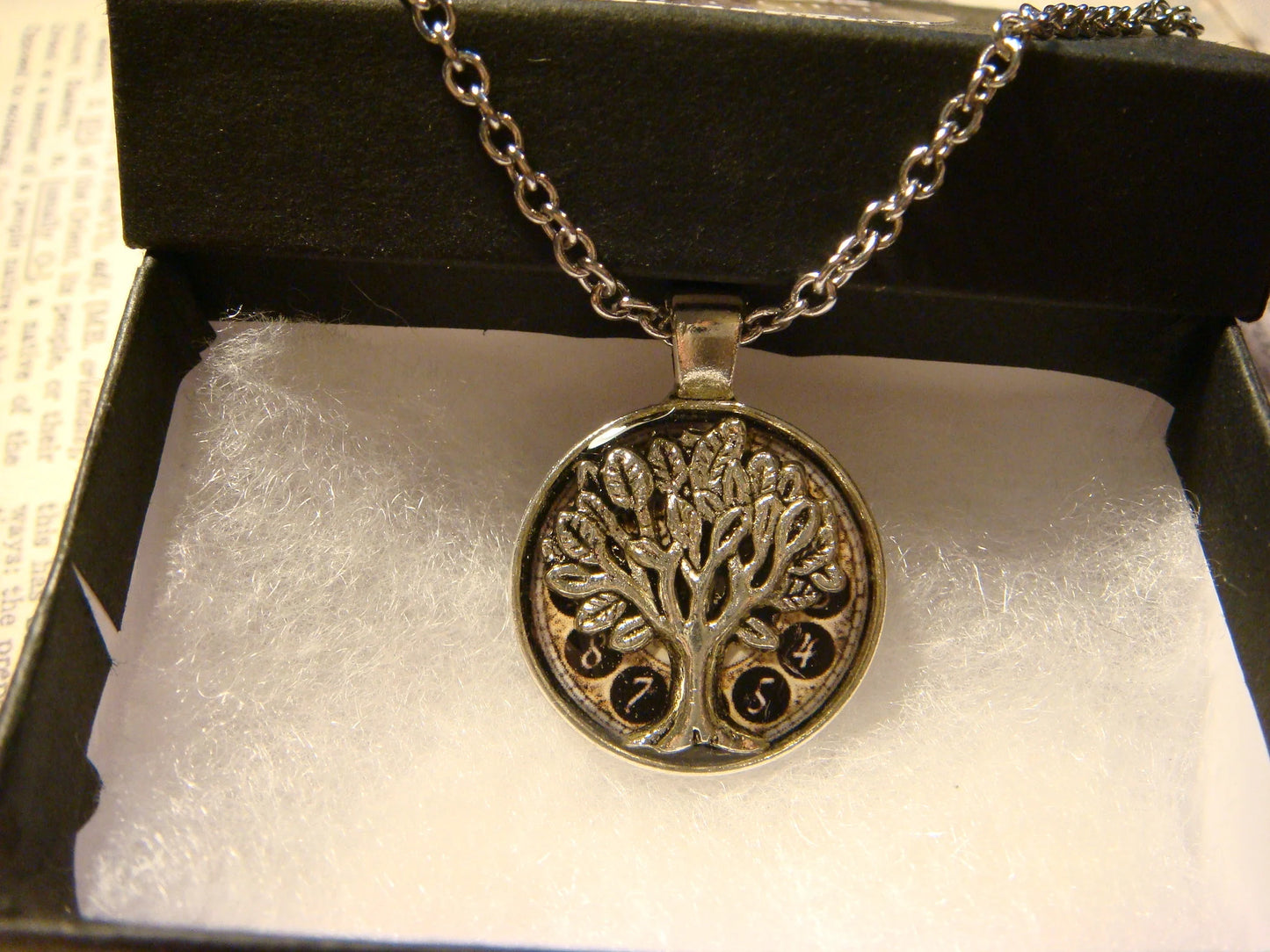 Tree of Life over Clock Small Pendant Necklace