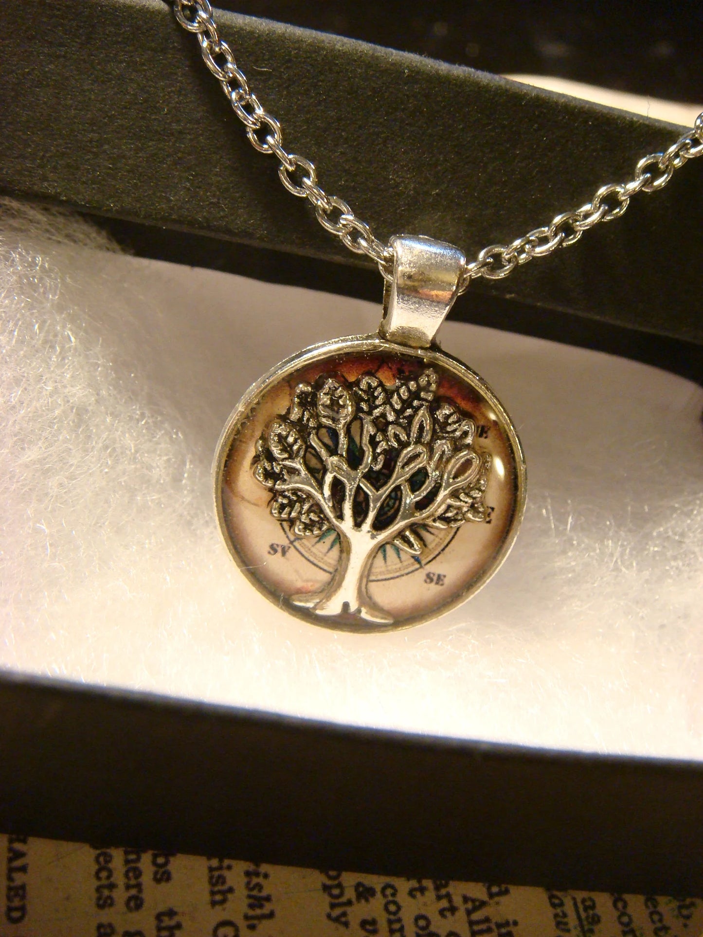 Tree of Life over Compass Small Pendant Necklace