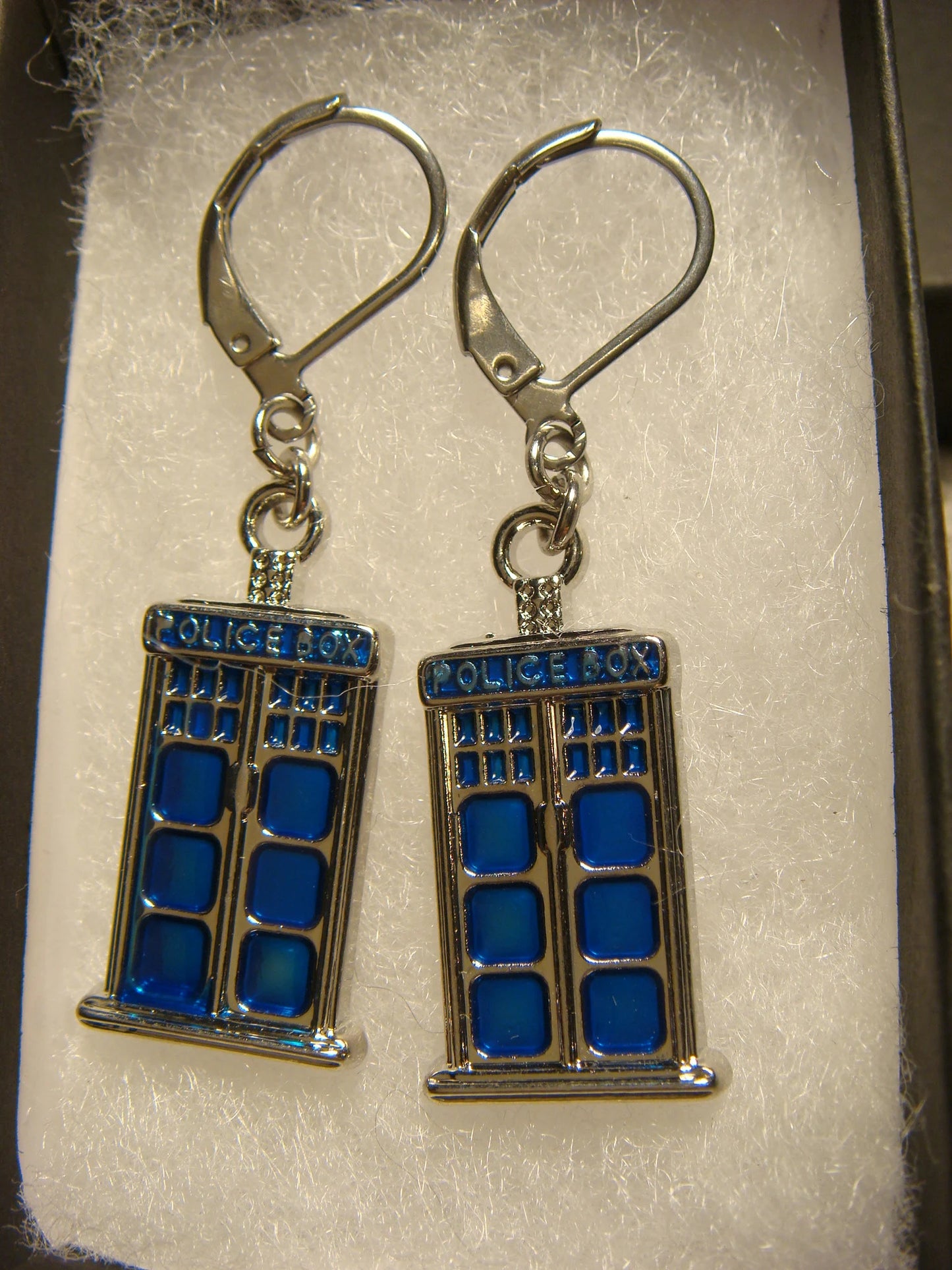Police Box Dangle Earrings