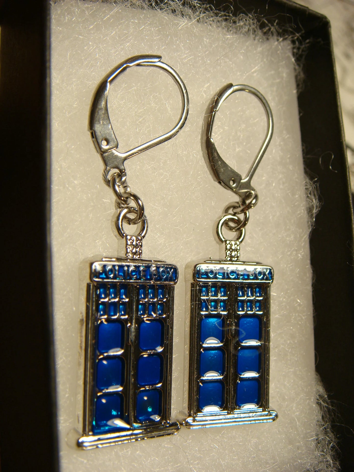 Police Box Dangle Earrings