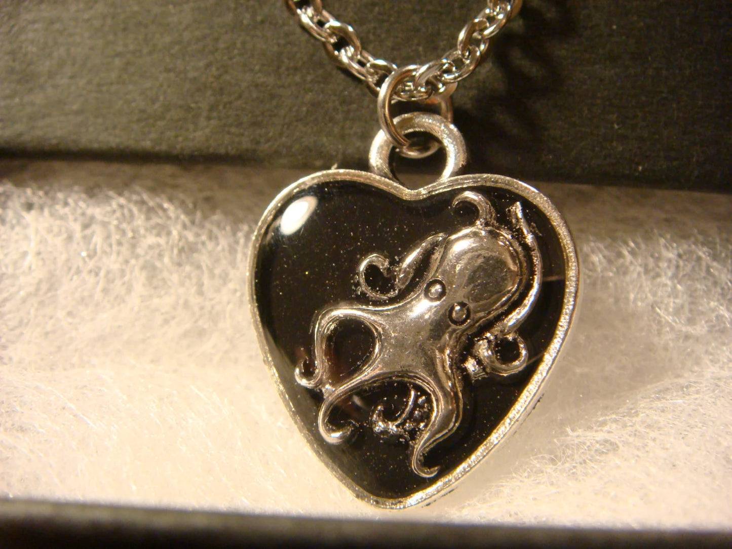 Octopus Heart Necklace - Black