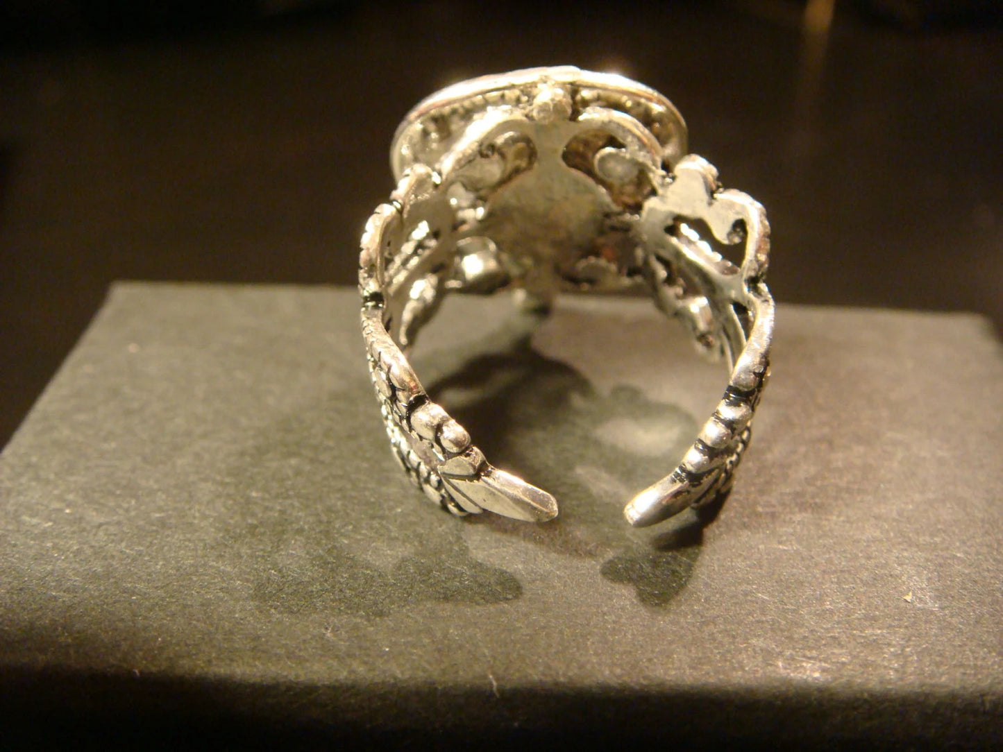 Hot Air Balloon Filigree Ring in Antique Silver - Adjustable