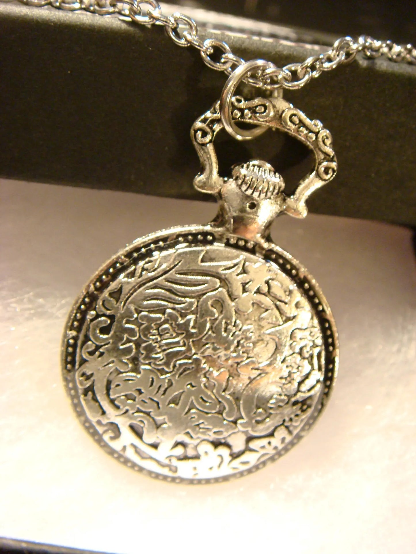 Mermaid over Compass Pocket Watch Pendant Necklace