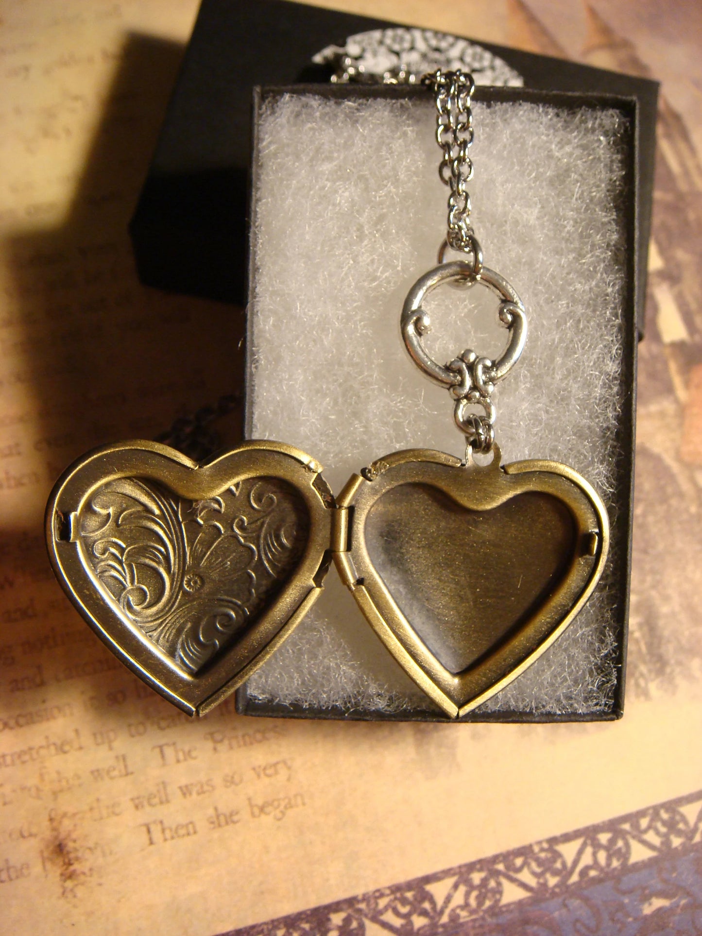 Bee Heart Locket Necklace in Antique Silver and Bronze