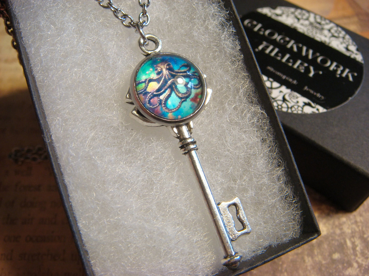 Octopus Galaxy Image Key Necklace
