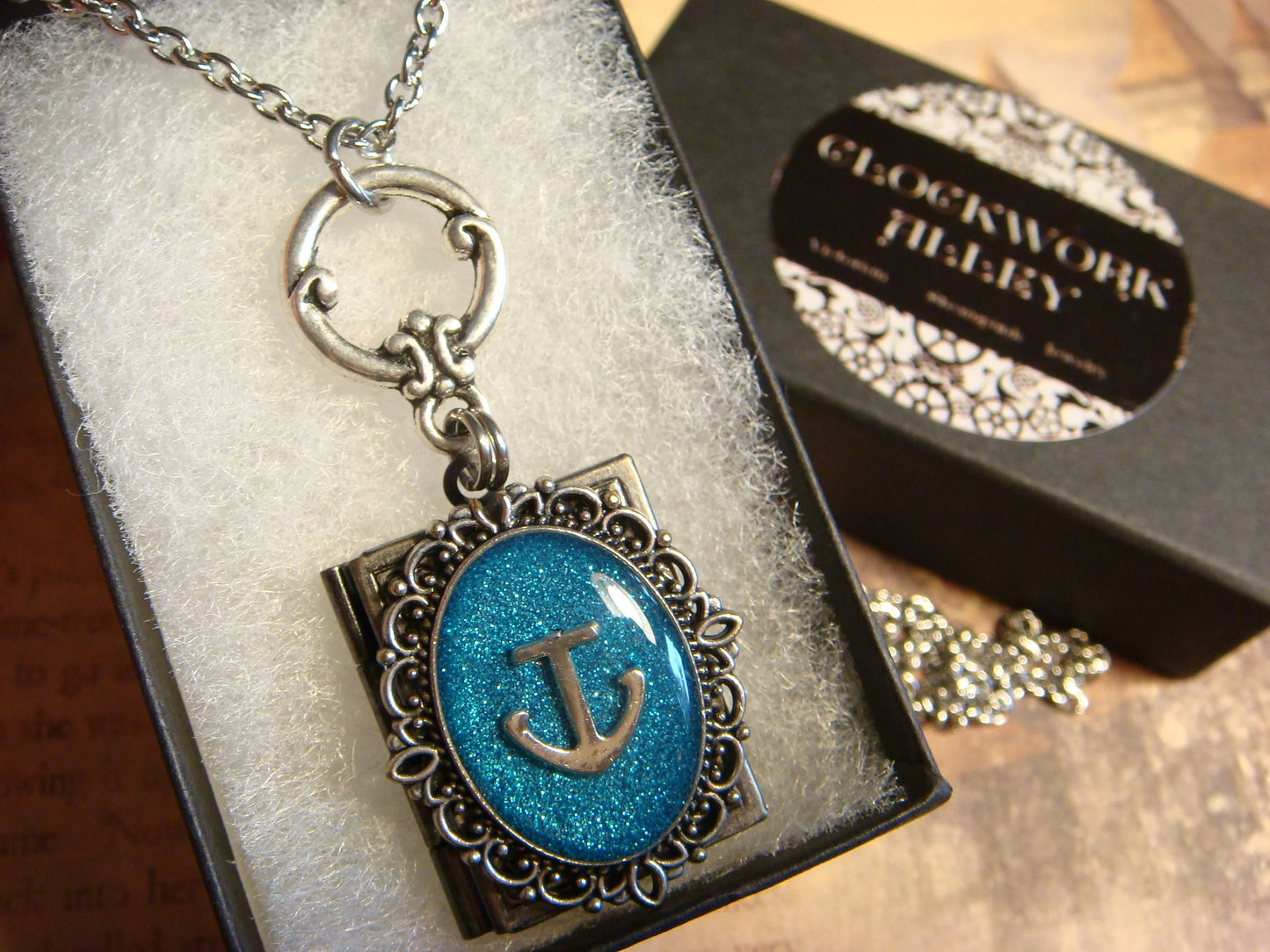 Anchor Ornate Book Locket Necklace