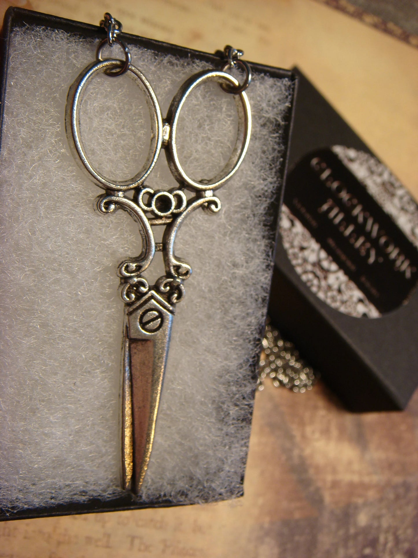 Scissors Necklace in Antique Silver
