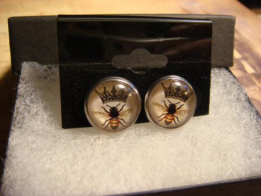 Queen Bee Image Stainless Steel Stud Earrings