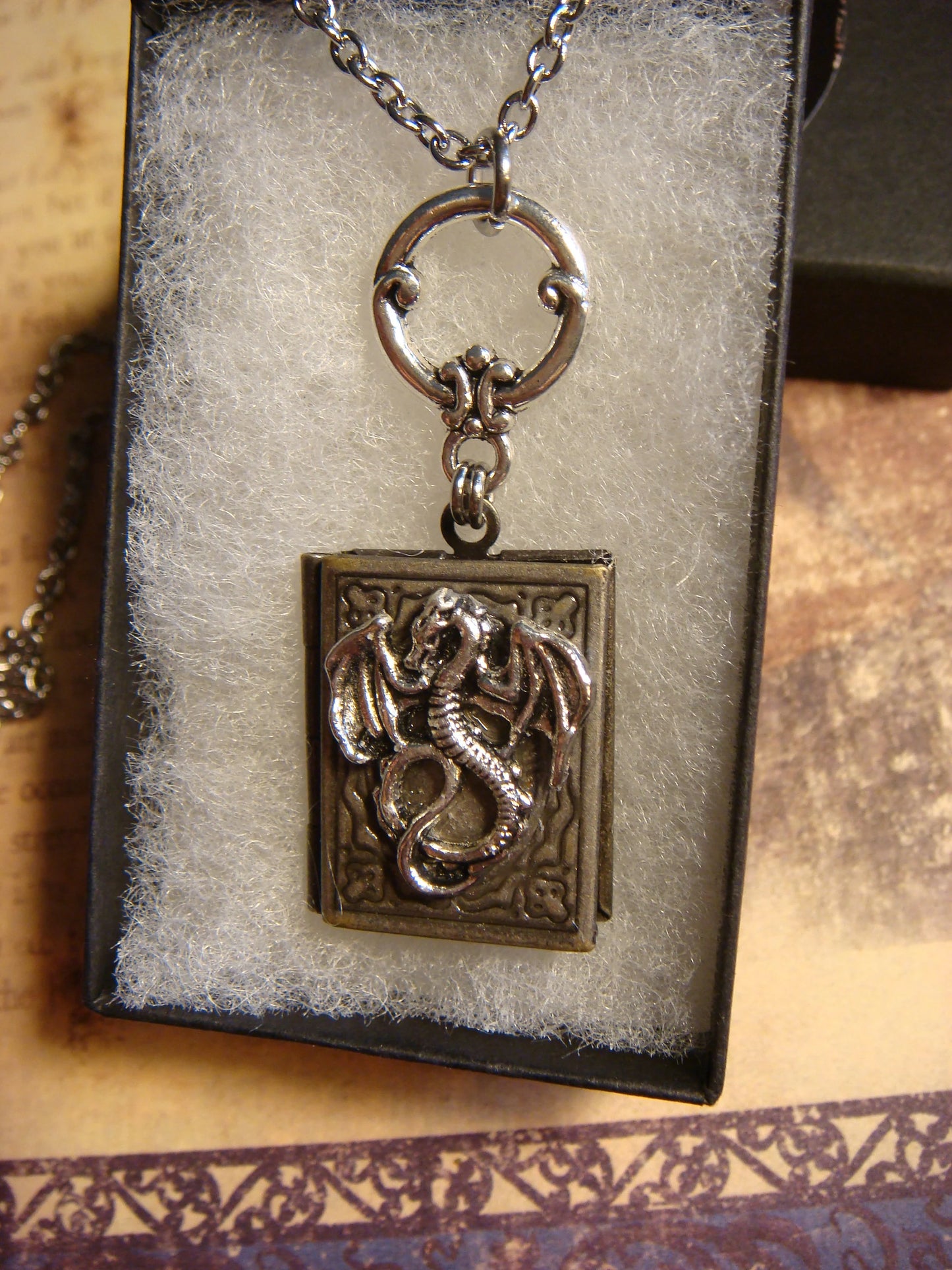 Dragon Book Locket Necklace