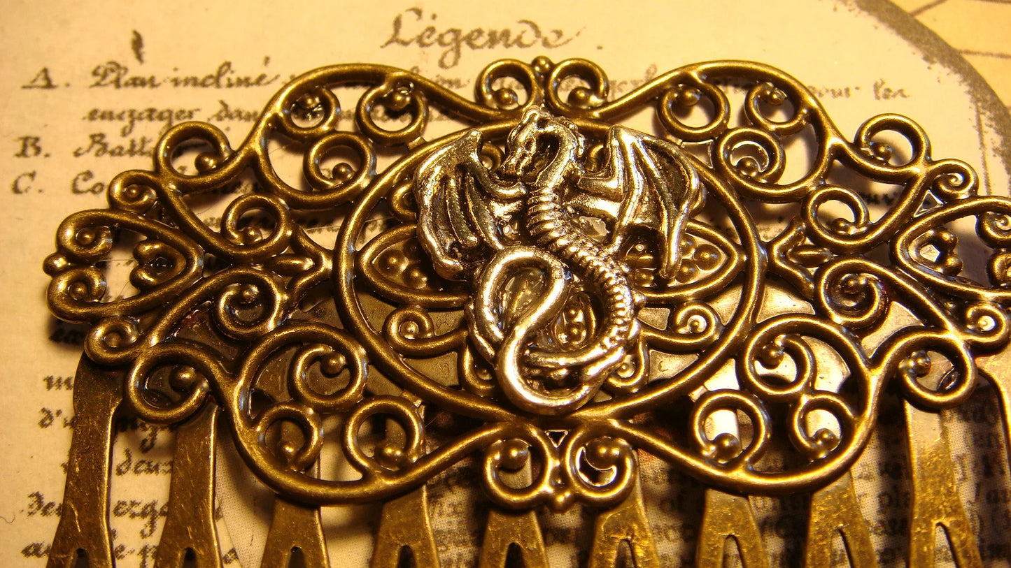 Dragon Hair Comb in Antique Bronze