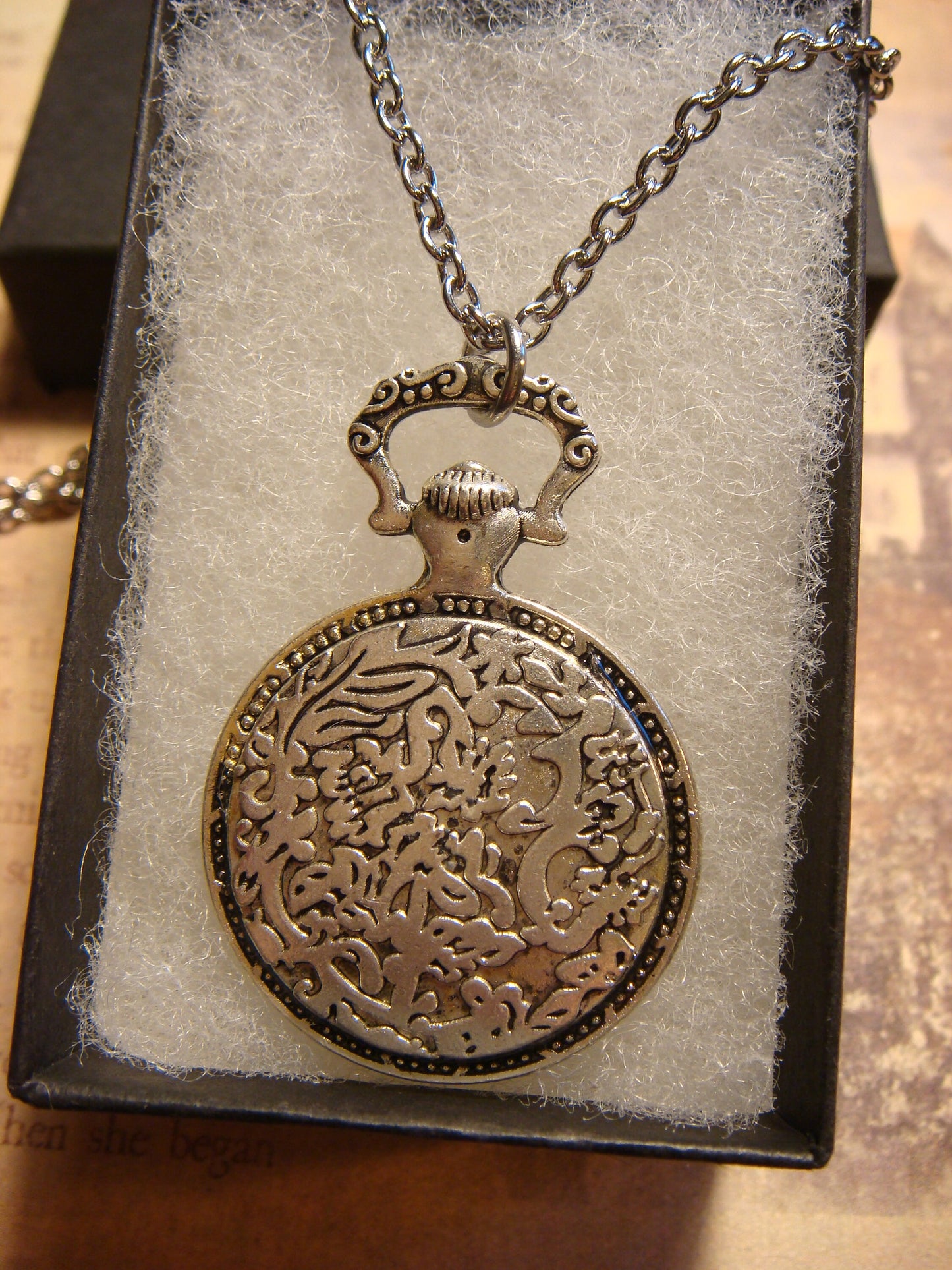 Dragonfly over Map Pocket Watch Pendant Necklace