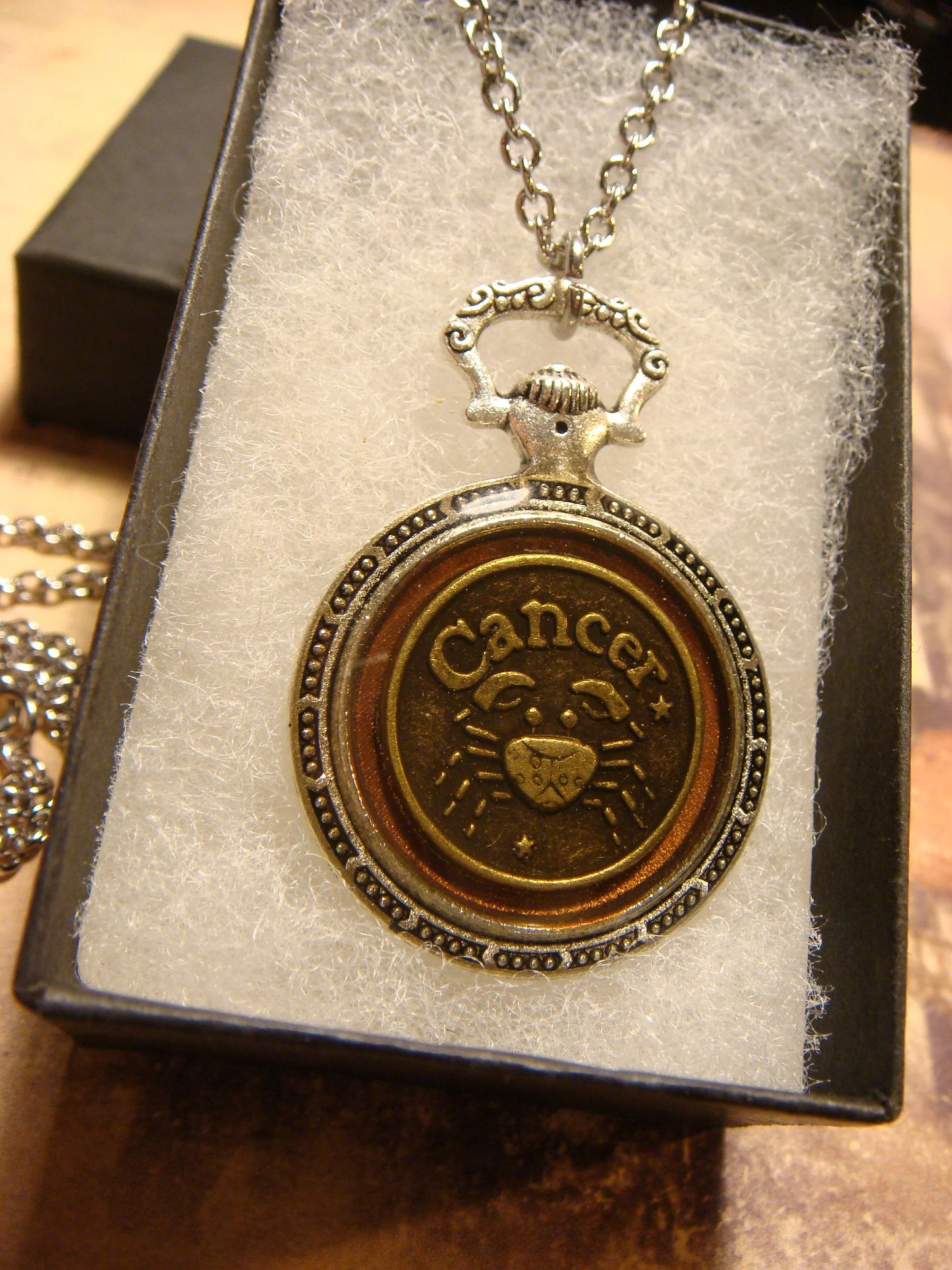 Zodiac Cancer Pocket Watch Pendant Necklace