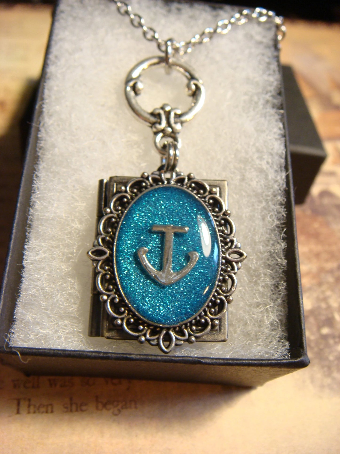Anchor Ornate Book Locket Necklace