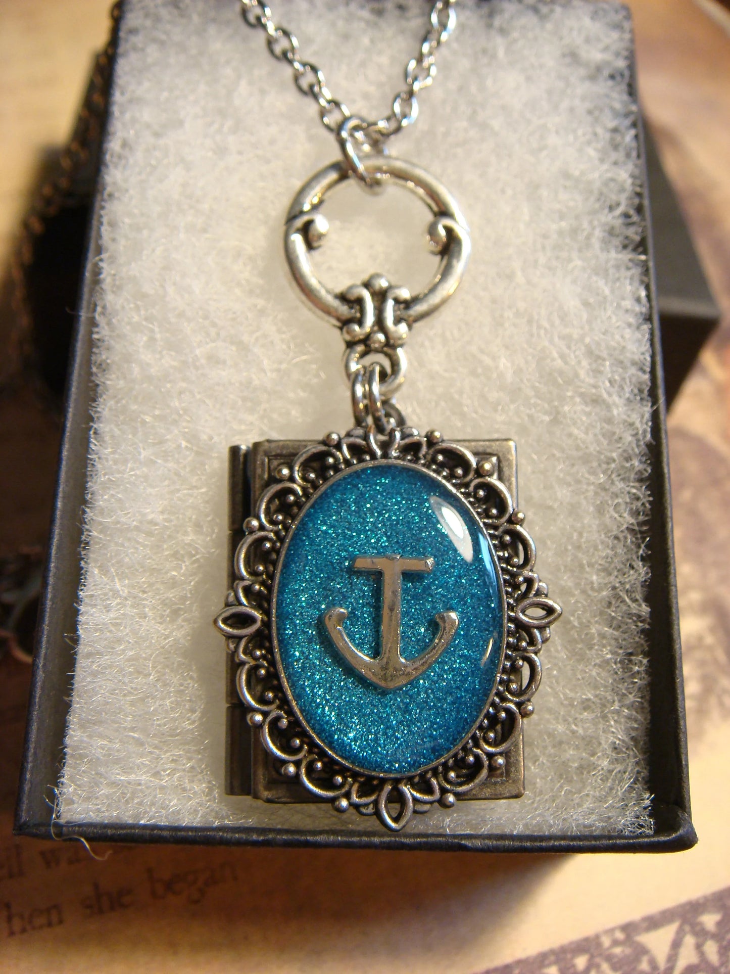 Anchor Ornate Book Locket Necklace