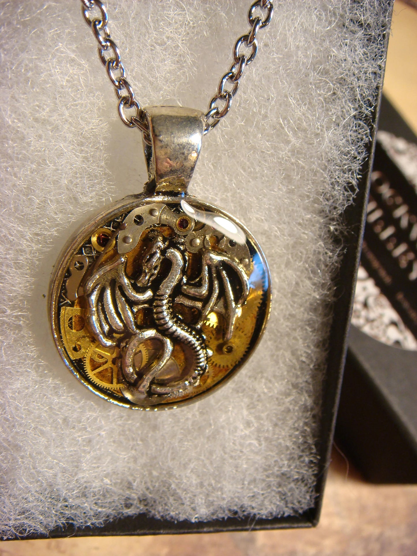 Clockwork Dragon with Watch Parts Small Pendant Necklace
