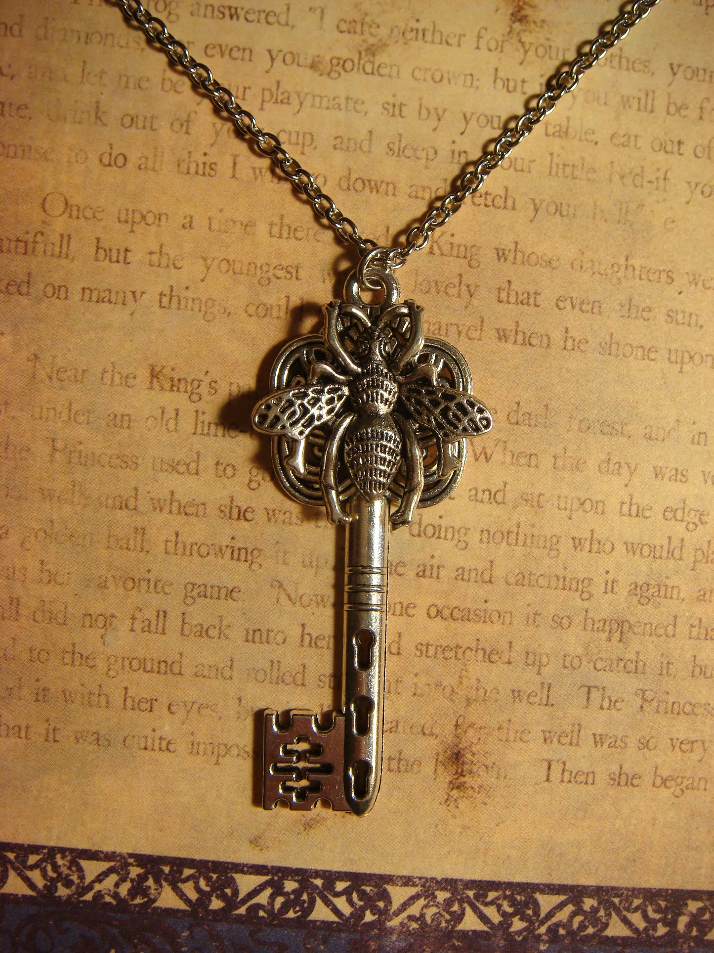 Bee Skeleton Key Necklace