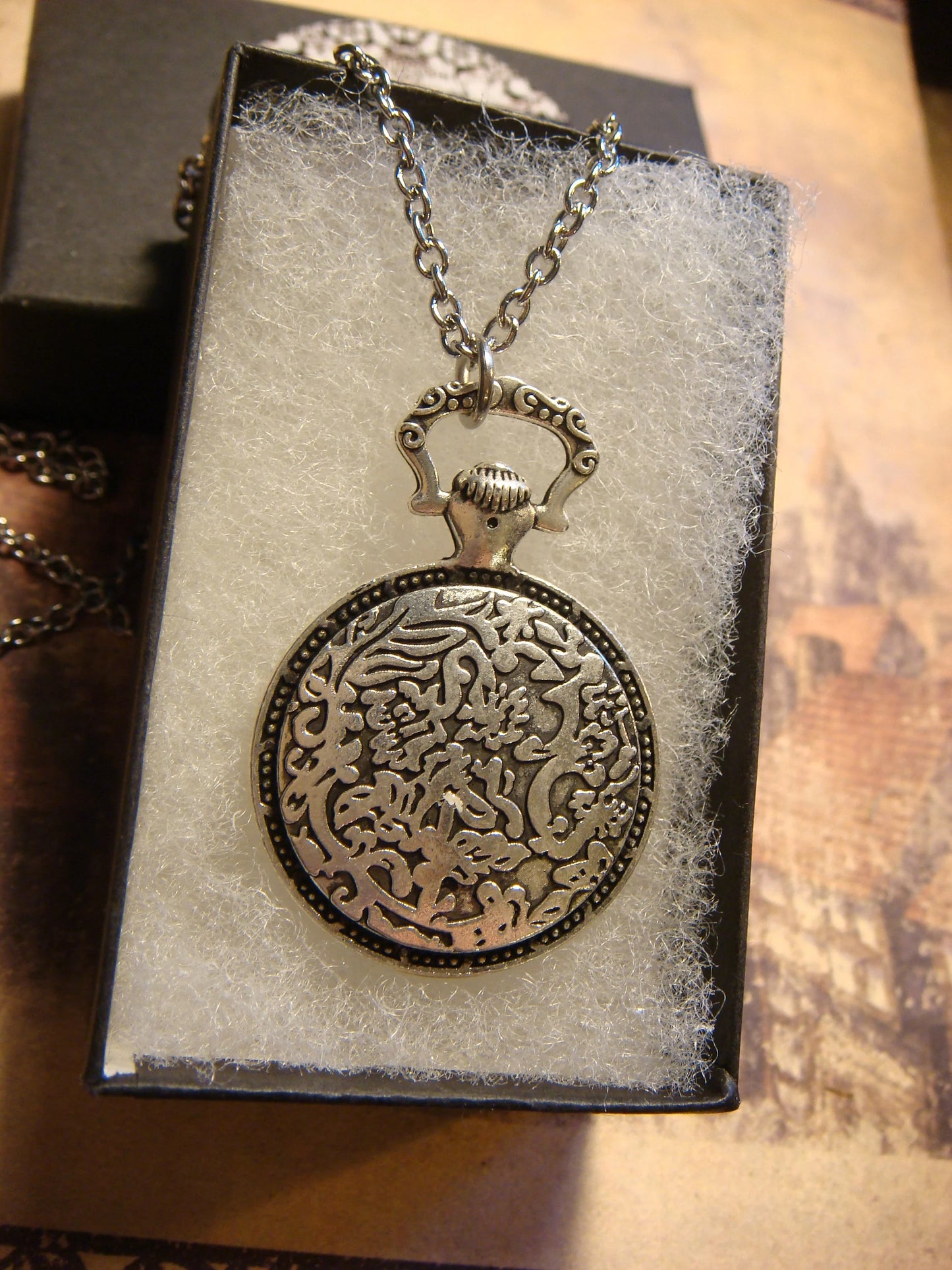 Octopus over Victorian Clock Pocket Watch Pendant Necklace