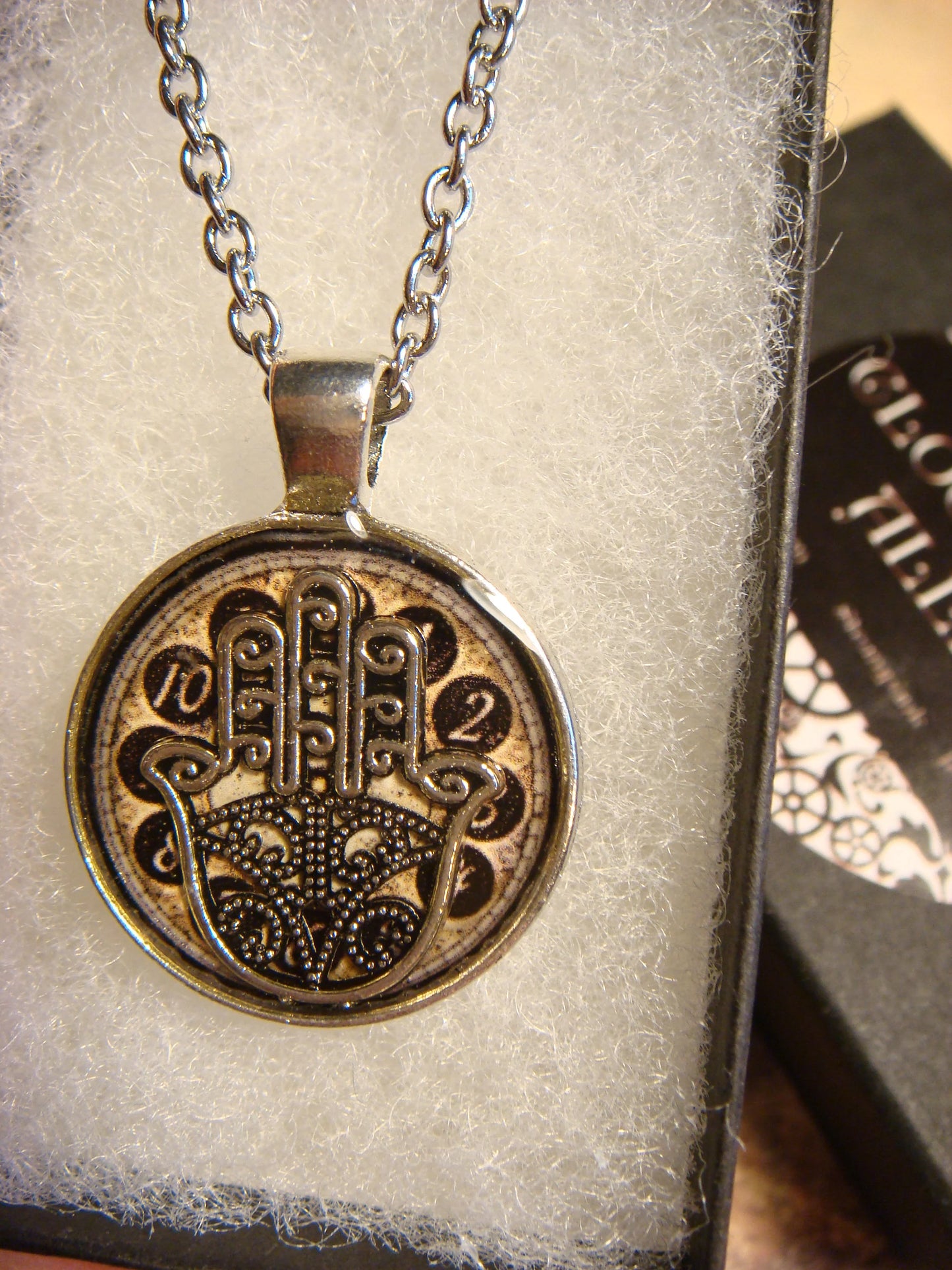 Hamsa over Clock Small Pendant Necklace