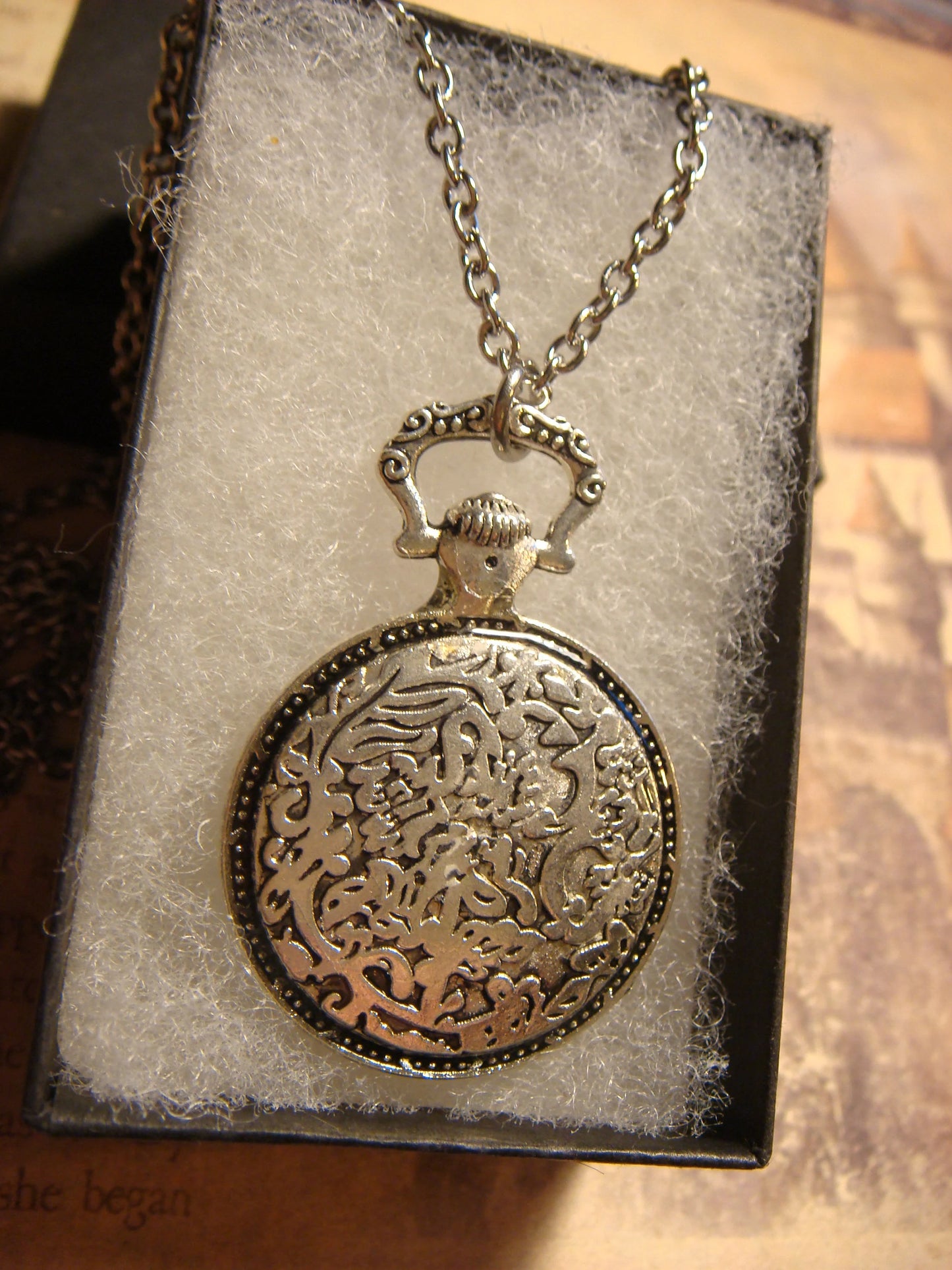 Treble Clef over Clock Pocket Watch Pendant Necklace