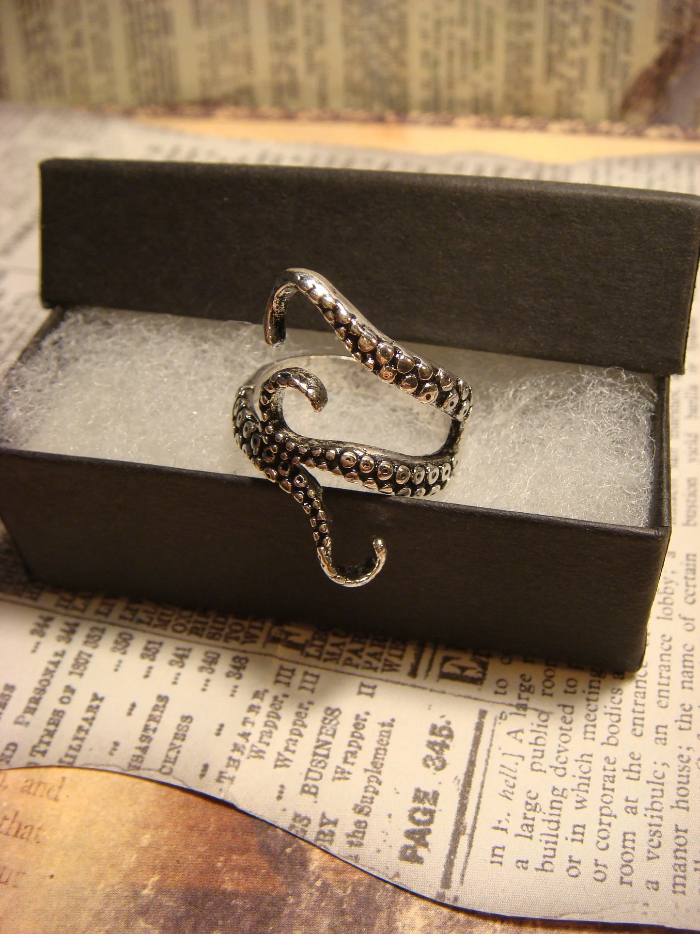 Tentacle Ring in Antique Silver - Adjustable