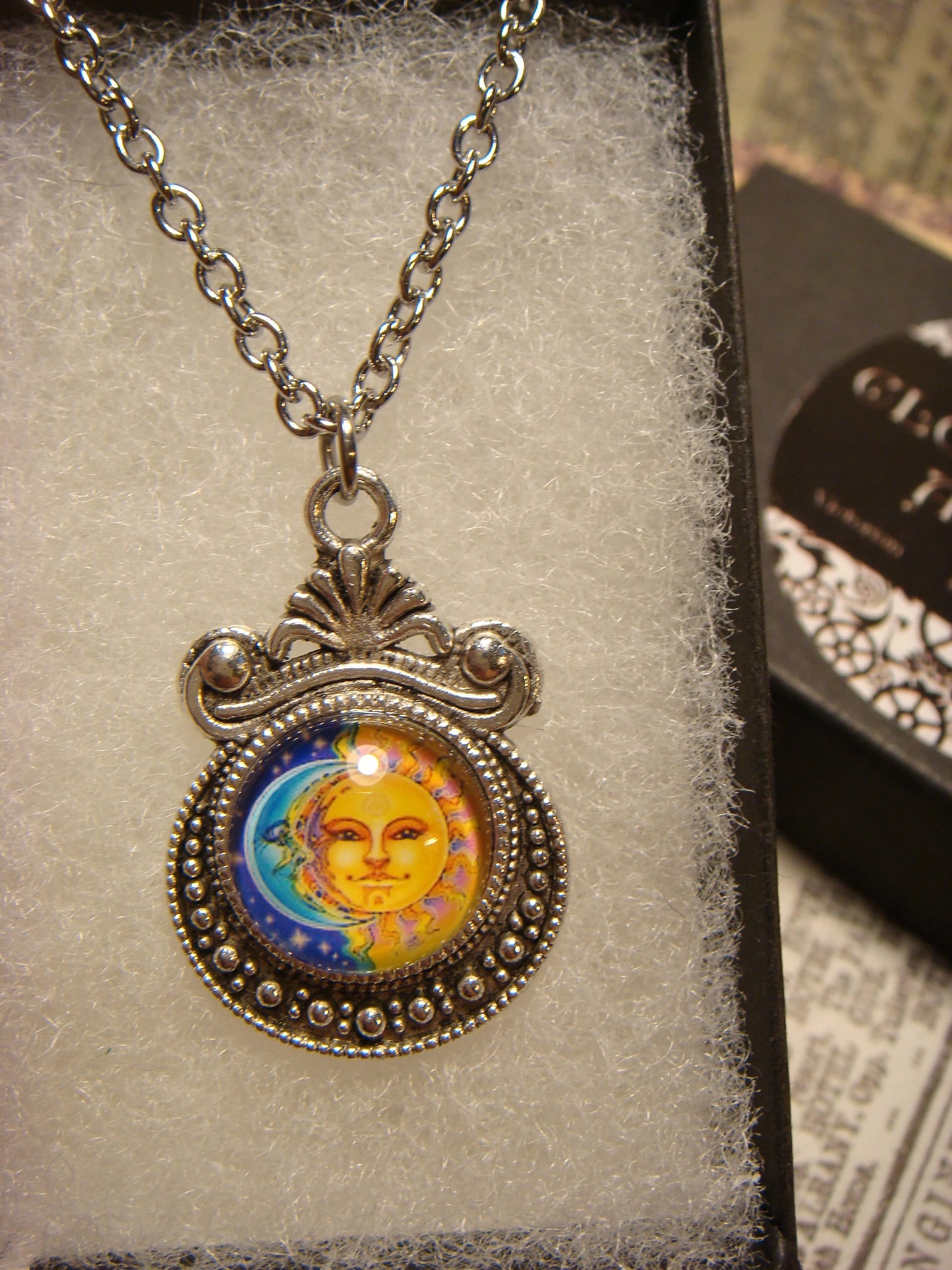 Moon and Sun Image Small Ornate Necklace