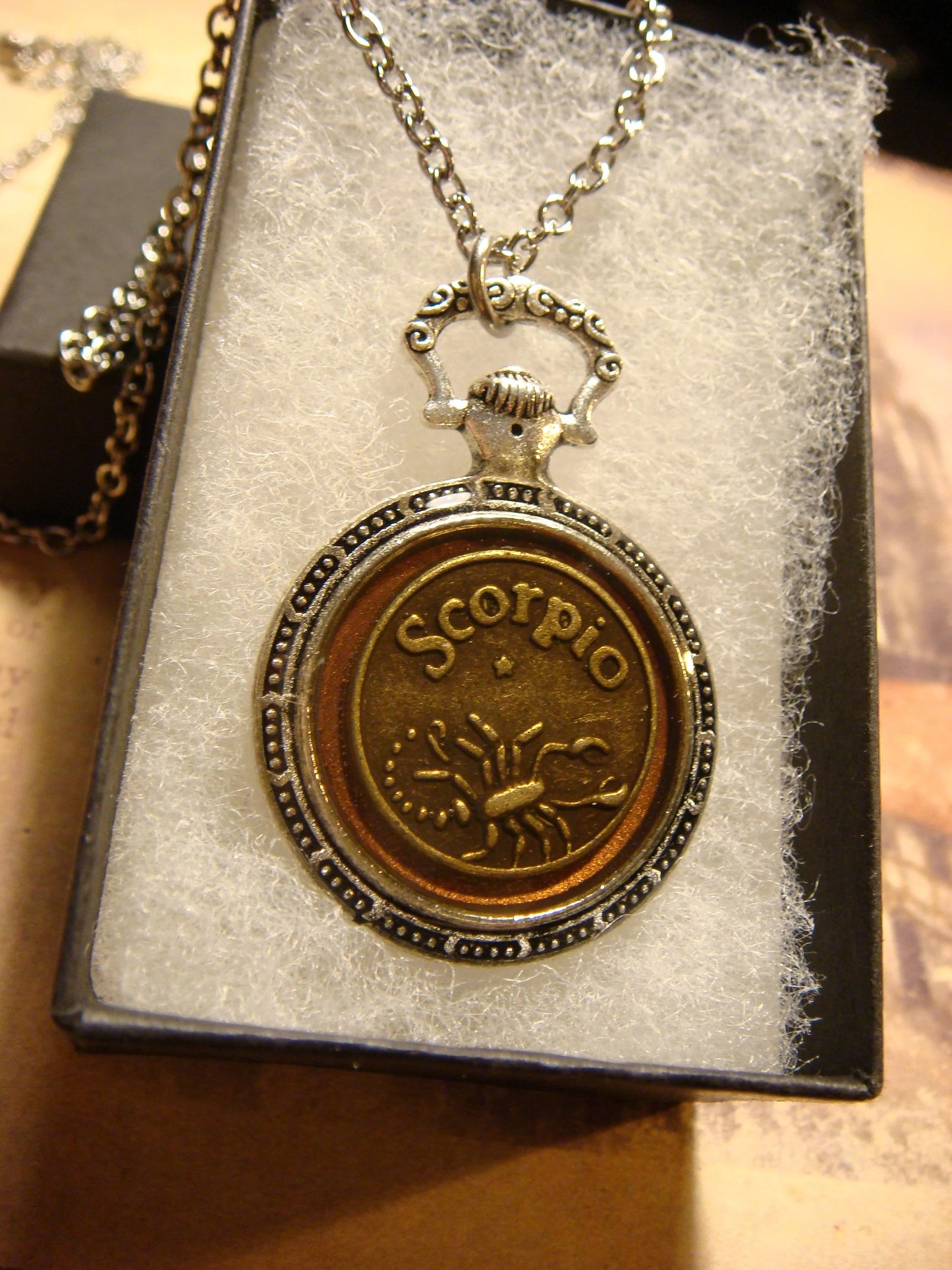 Zodiac Scorpio Pocket Watch Pendant Necklace
