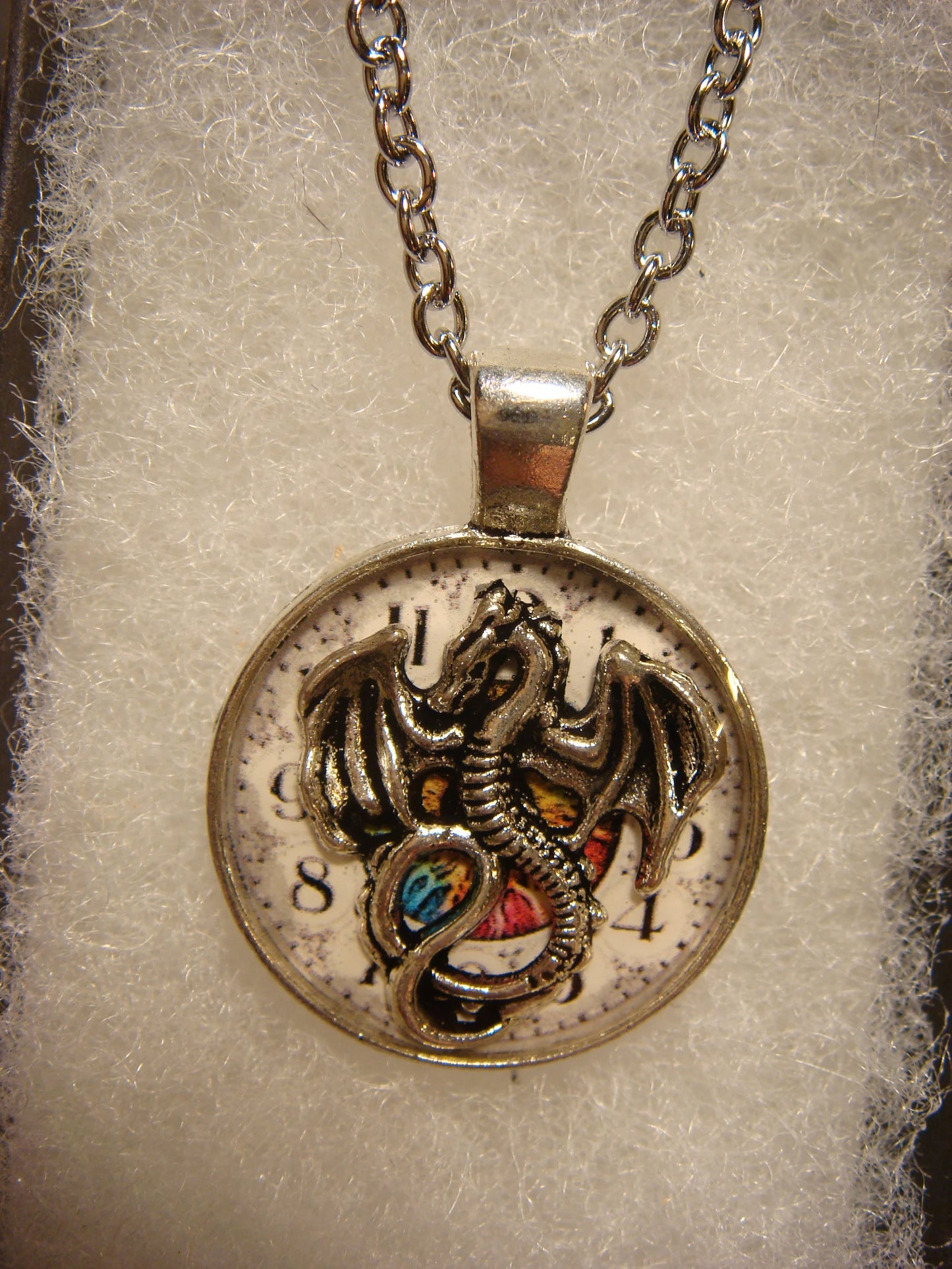 Dragon over Clock Small Pendant Necklace