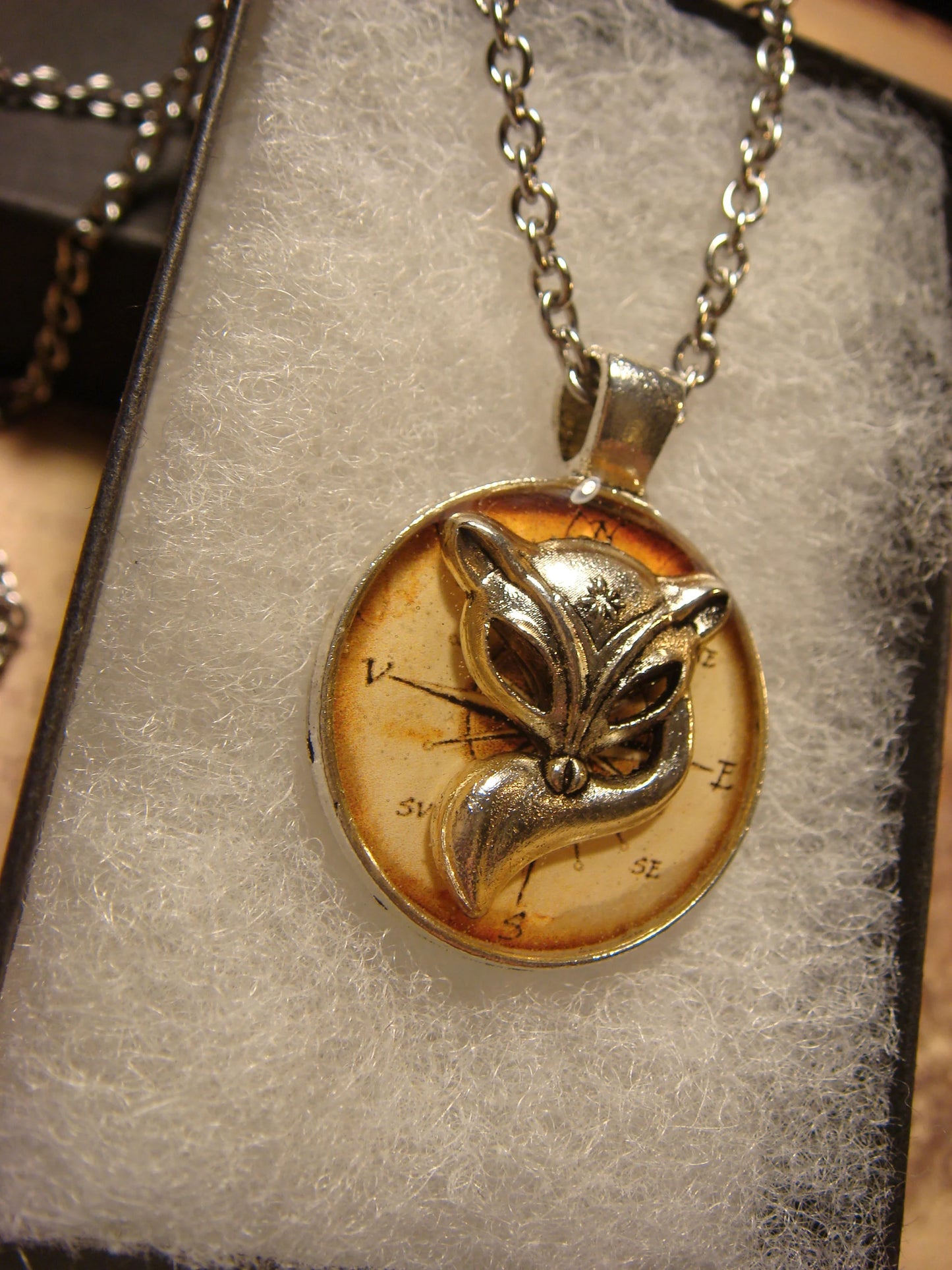 Fox over Compass Small Pendant Necklace