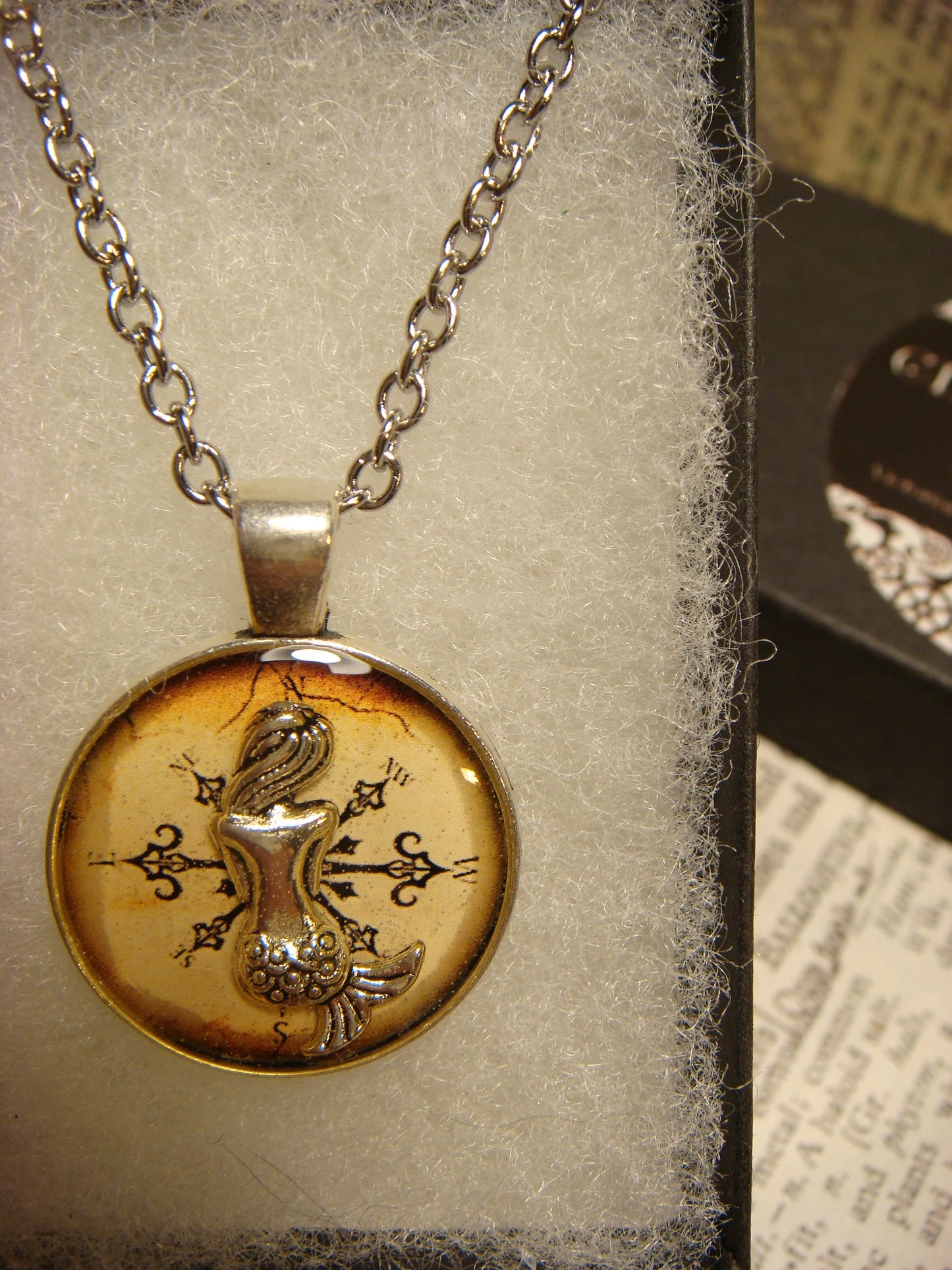 Mermaid over Compass Small Pendant Necklace