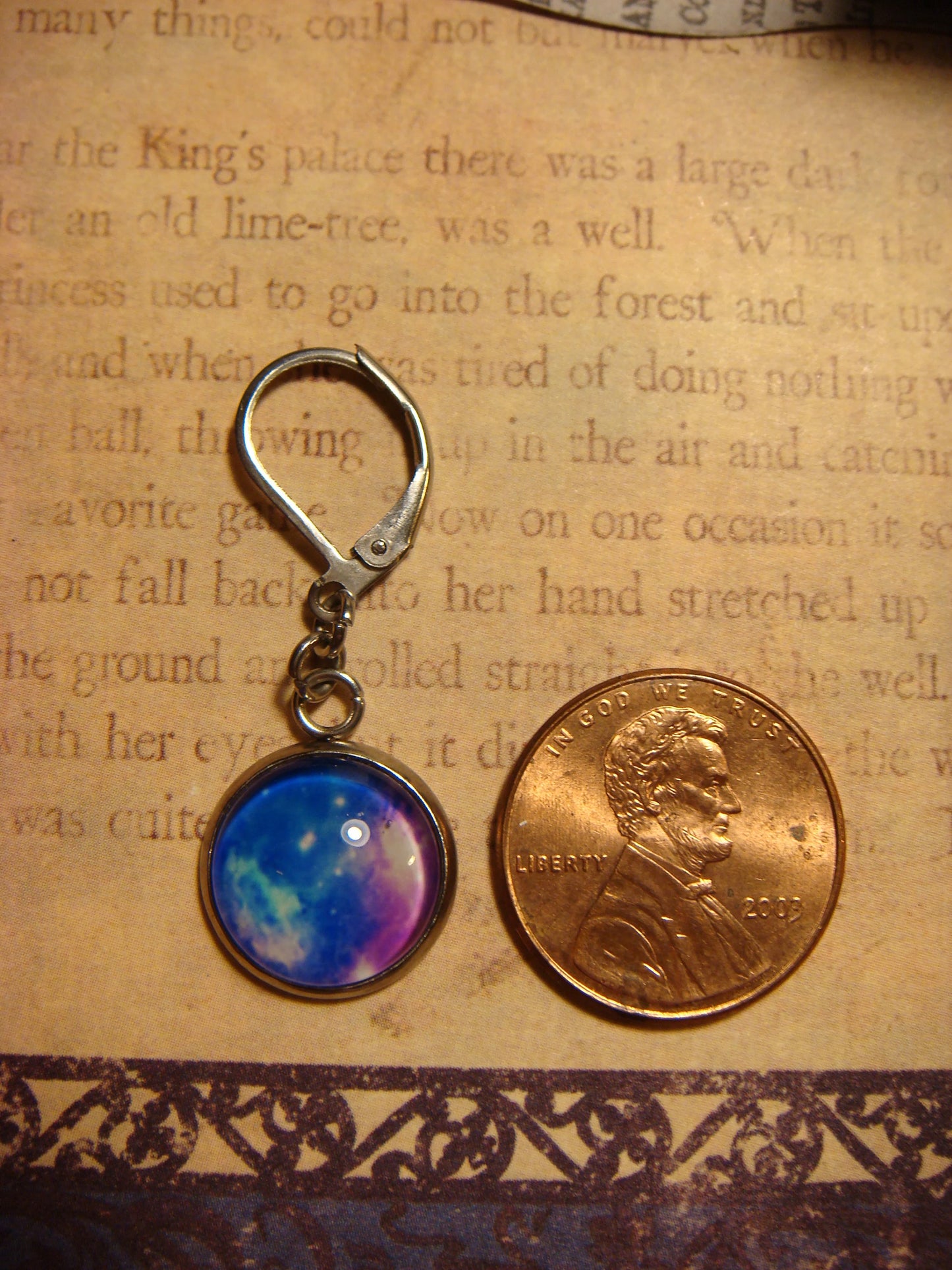 Nebula Galaxy Image Stainless Steel Dangle Earrings