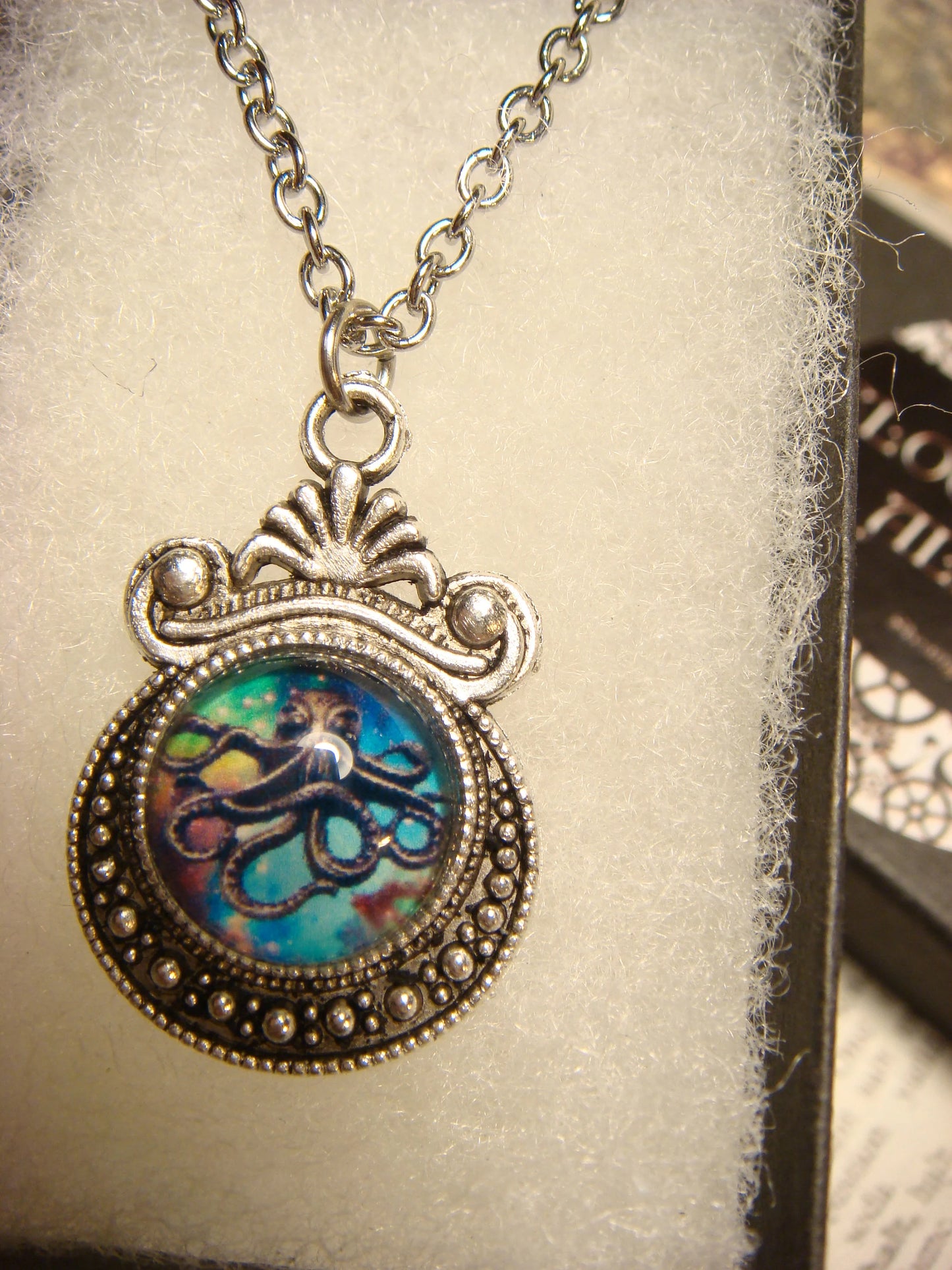 Octopus Galaxy Image Small Ornate Necklace