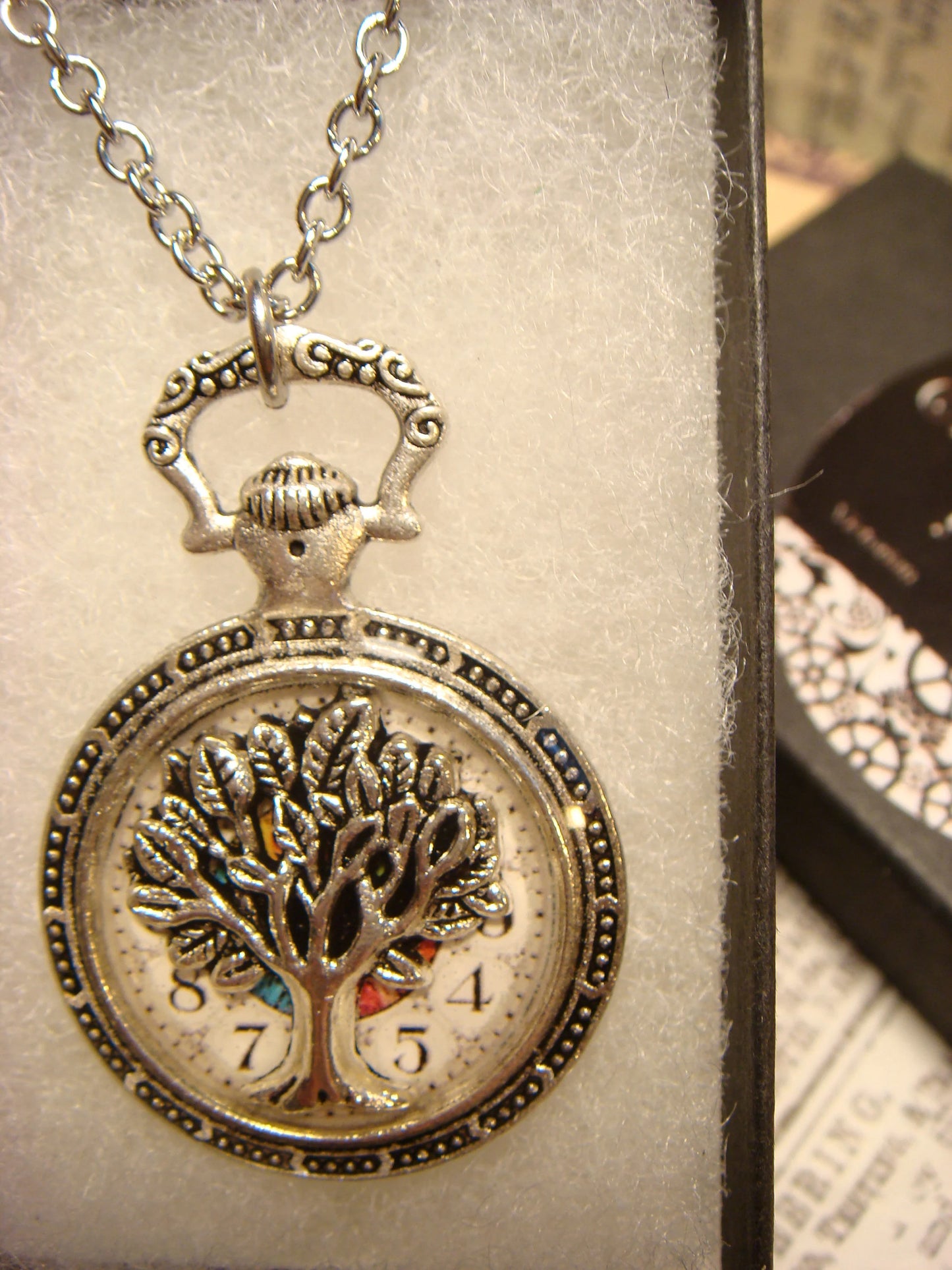 Tree of Life over Clock Watch Pendant Necklace