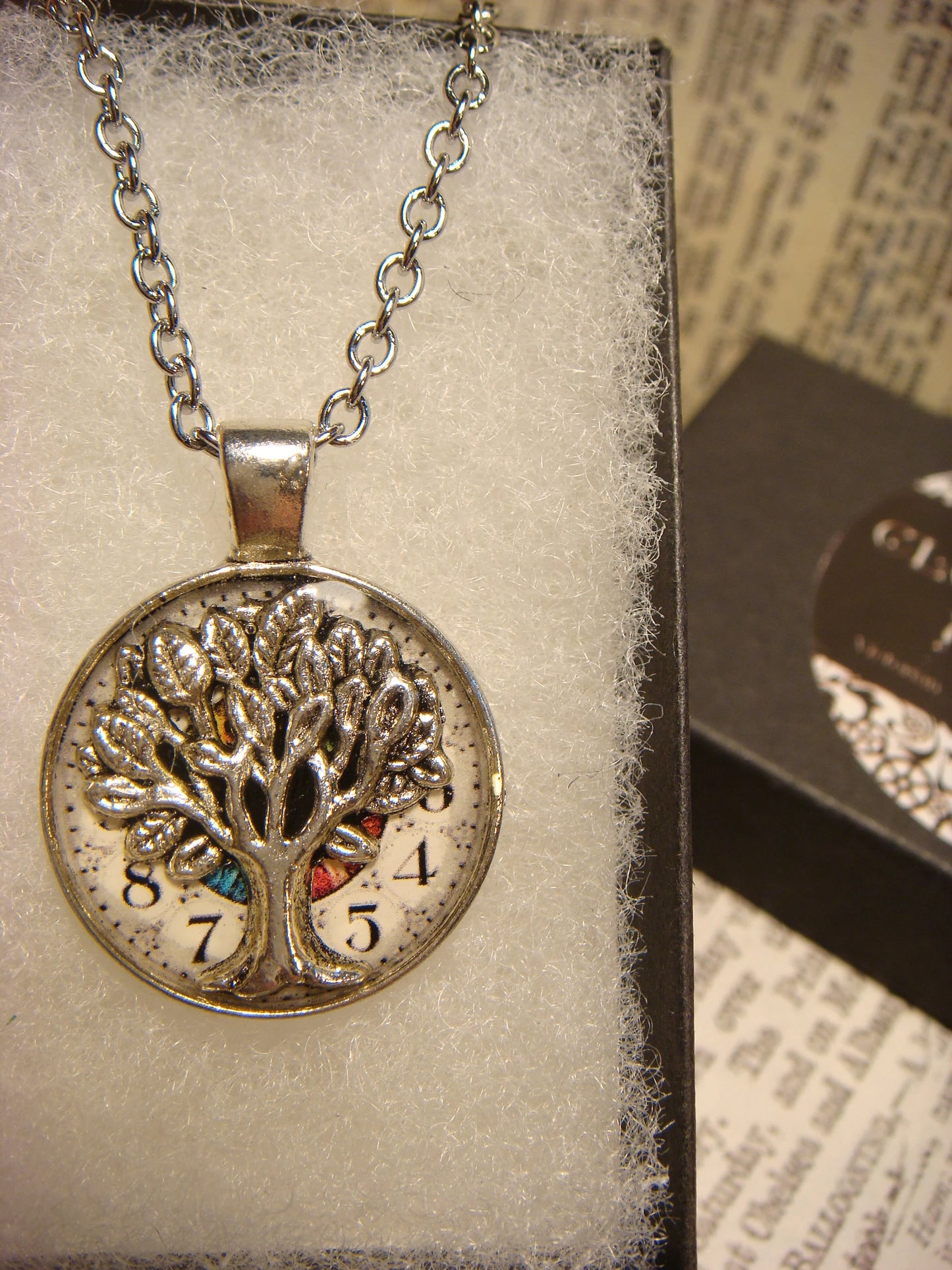 Tree of Life over Clock Small Pendant Necklace