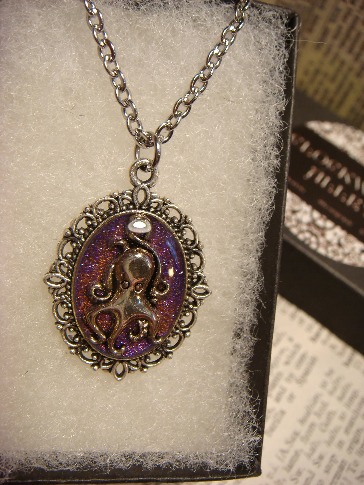 Octopus Small Ornate Necklace - Purple