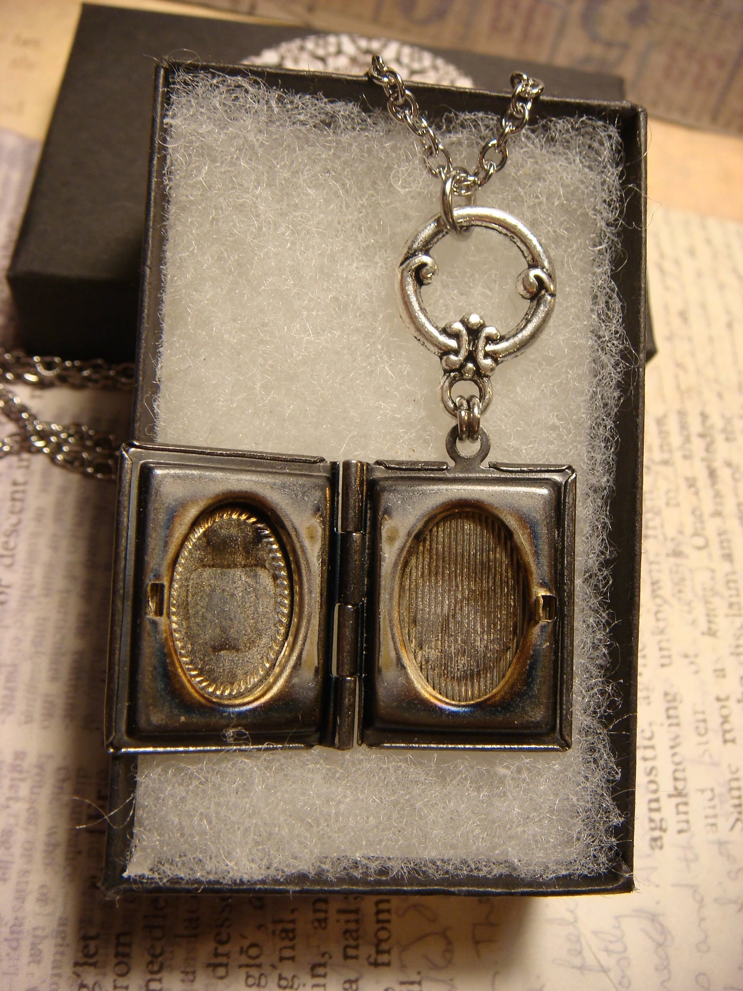 Cat Book Locket Necklace
