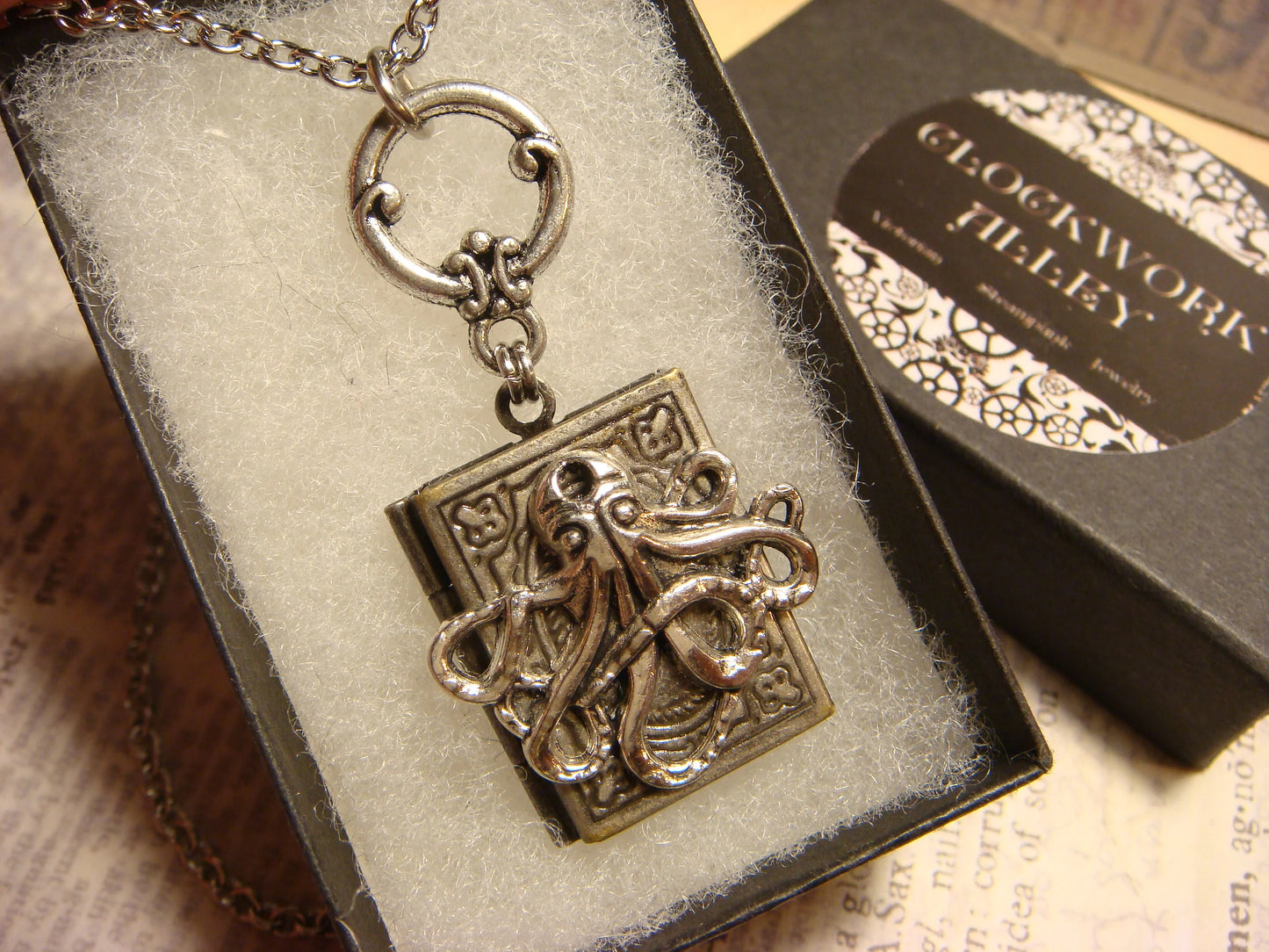 Octopus Book Locket Necklace