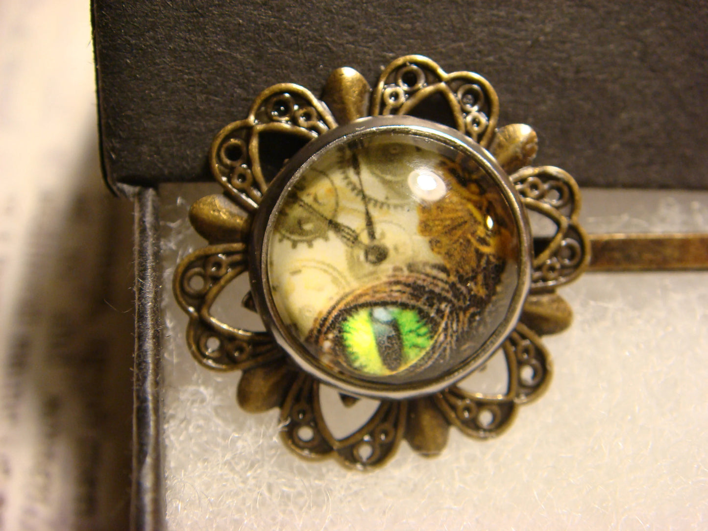 Steampunk Eye Image Bobby Pin in Antique Bronze