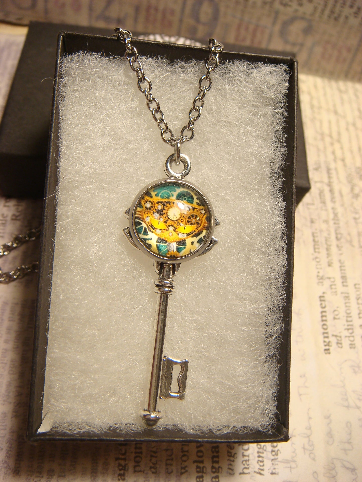 Steampunk Cat Image Key Necklace