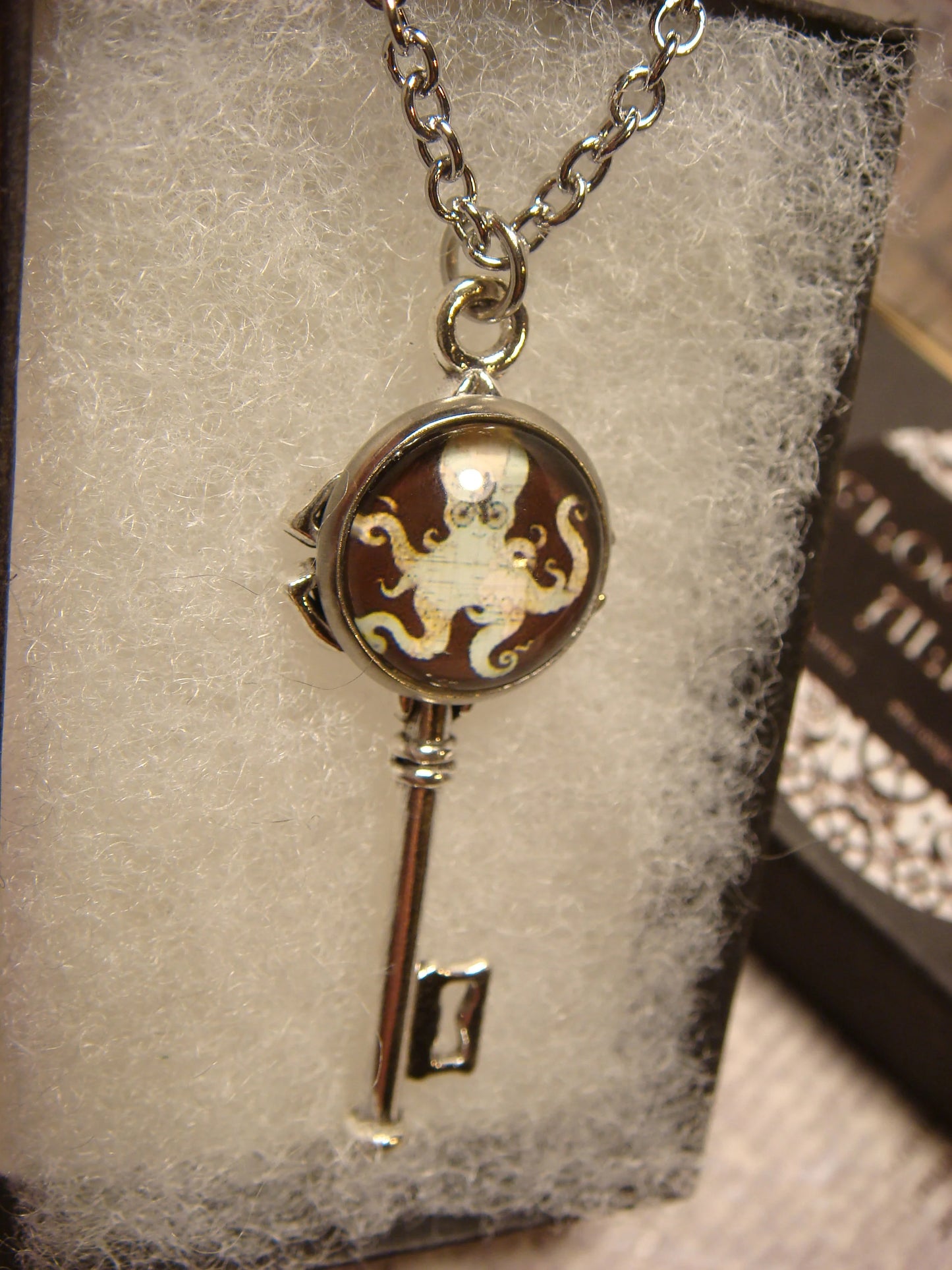 Octopus Map Image Key Necklace